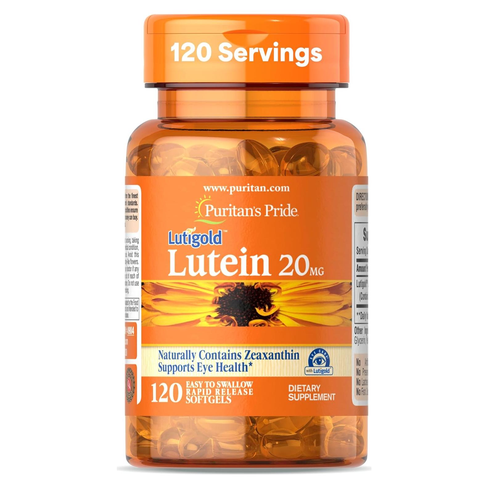 Suplemento Lutigold Luteína Puritan's Pride 20mg 120 Softgels