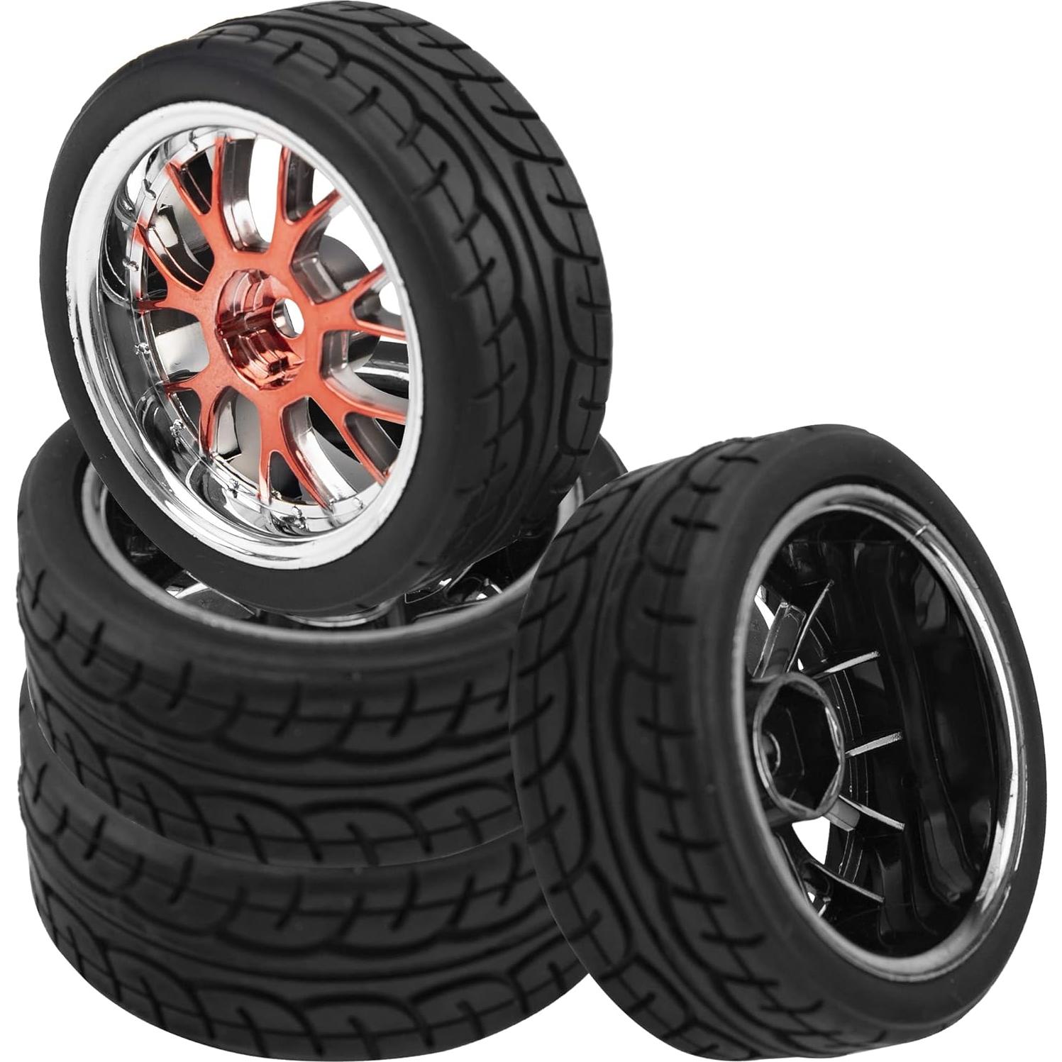 Set de 4 Ruedas Plásticas y Neumáticos Goma HIRCQOO 1/10