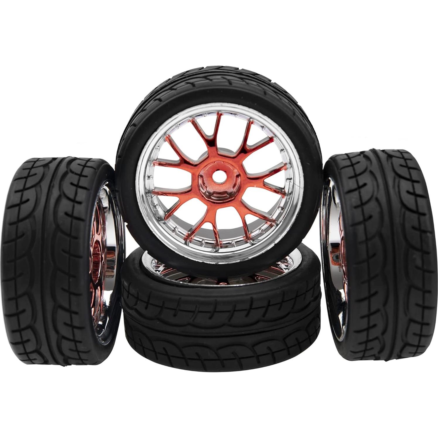 Set de 4 Ruedas Plásticas y Neumáticos Goma HIRCQOO 1/10