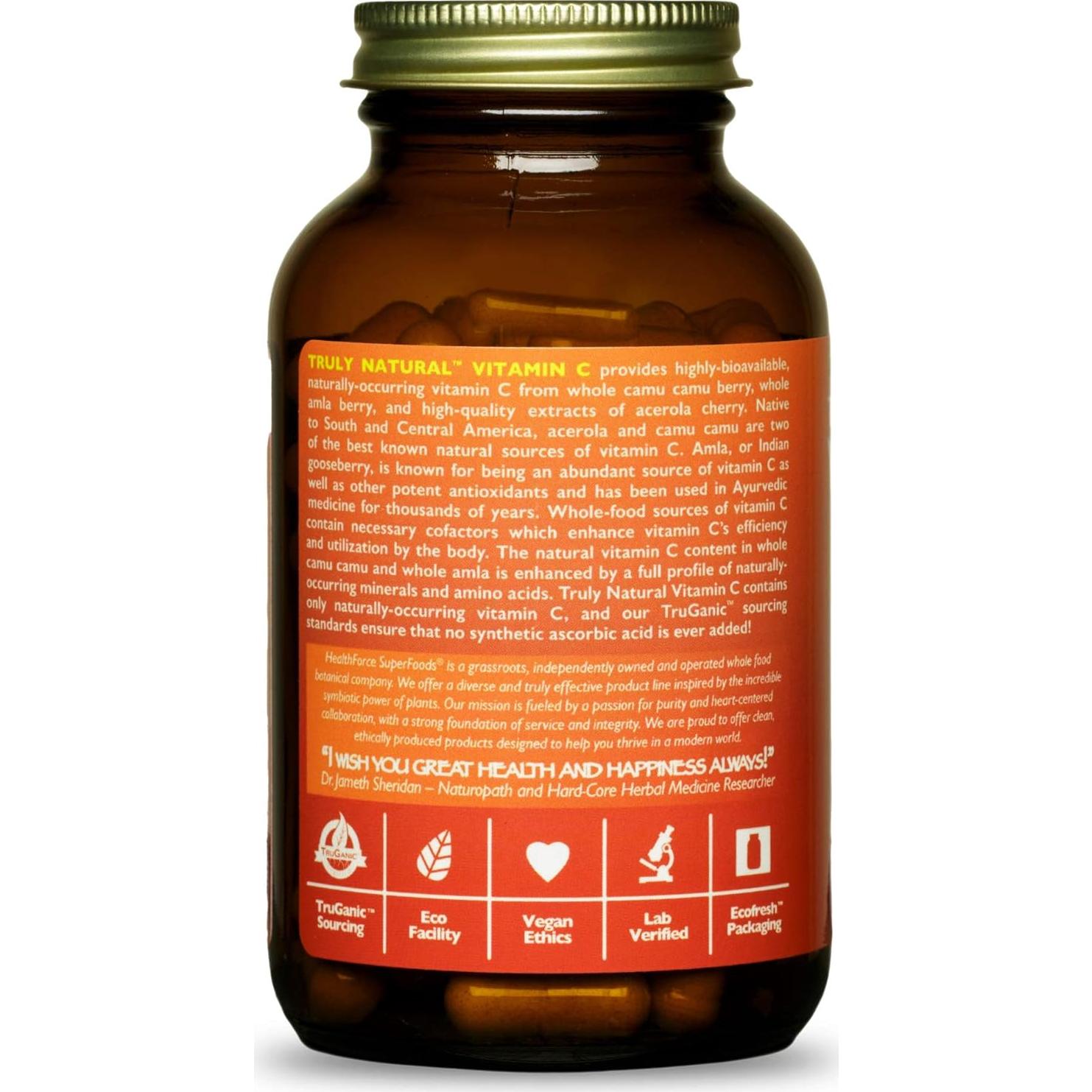Vitamina C Natural Healthforce Superfoods - 120 Cápsulas Veganas