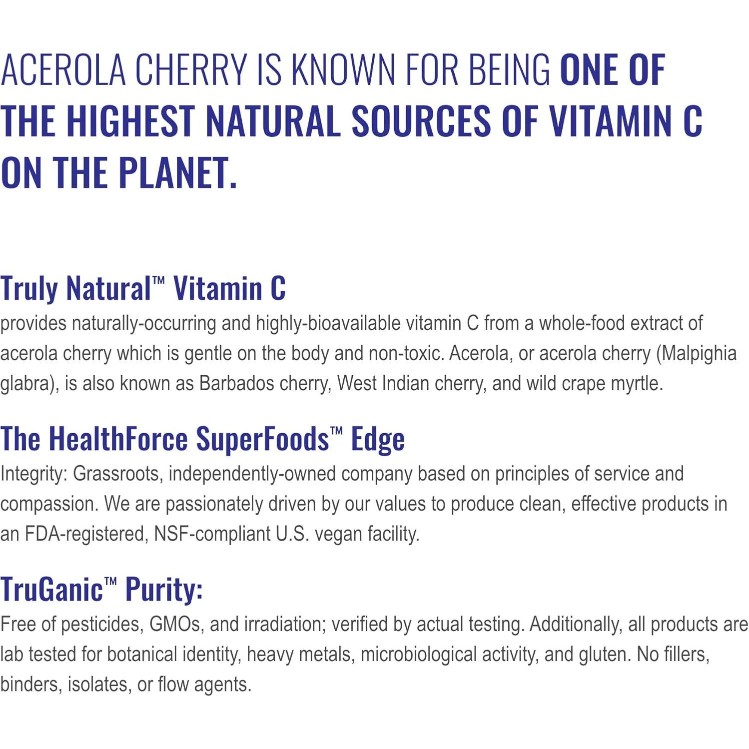 Vitamina C Natural Healthforce Superfoods - 120 Cápsulas Veganas