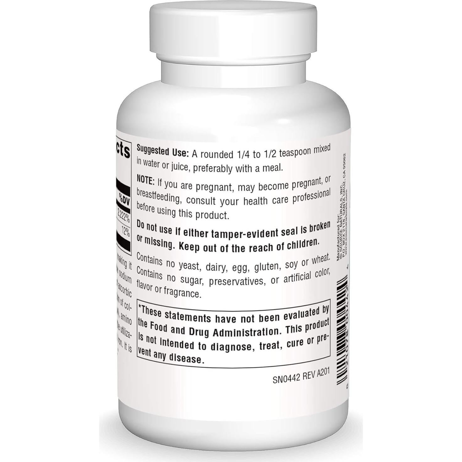 Cristales de Ascorbato de Sodio Vitamina C Source Naturals 226.8 g