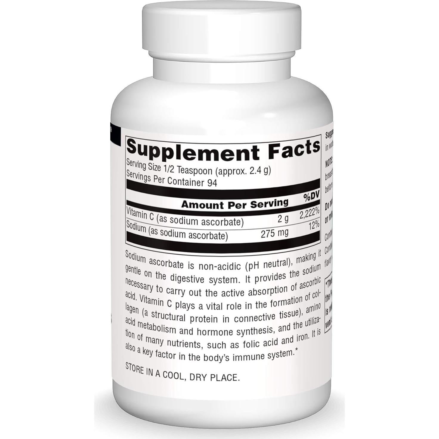 Cristales de Ascorbato de Sodio Vitamina C Source Naturals 226.8 g