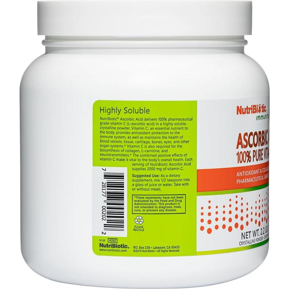 NutriBiotic Polvo de Vitamina C 1 Kg - Grado Farmacéutico