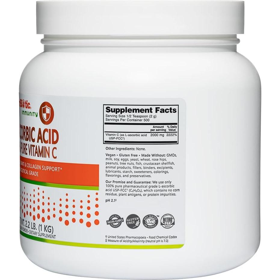 NutriBiotic Polvo de Vitamina C 1 Kg - Grado Farmacéutico