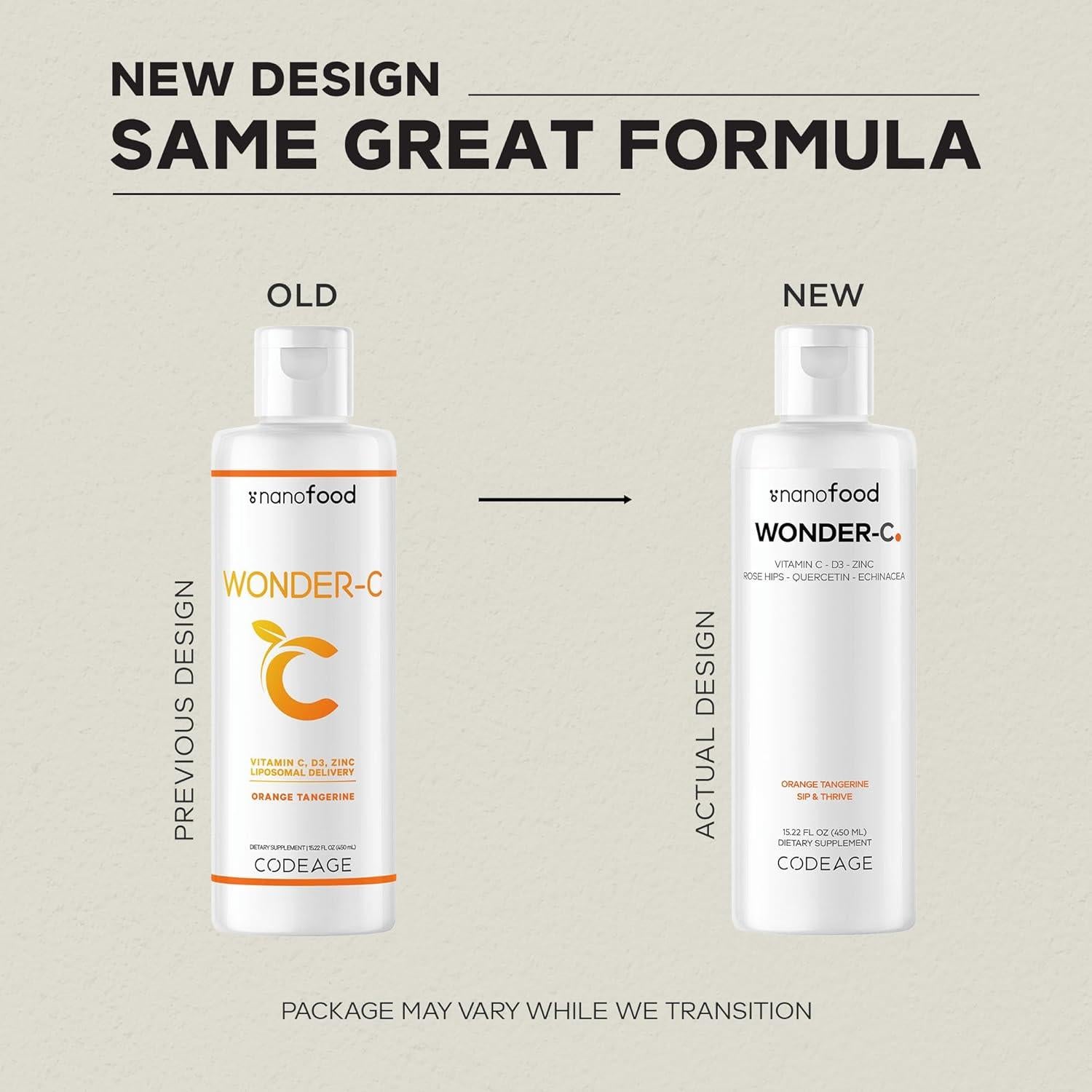 Suplemento Líquido Vitamina C 1000mg Codeage Wonder-C 450ml