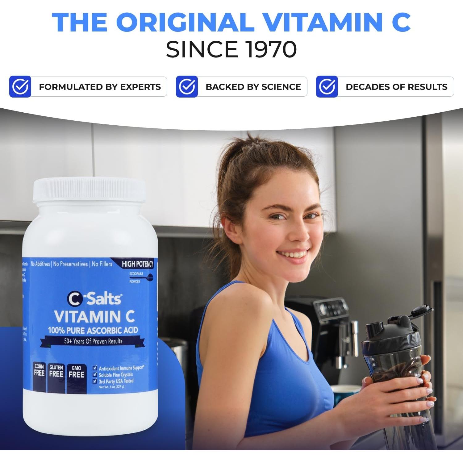 C-Salts Polvo de Vitamina C Pura 226.8g - Sin Azúcar