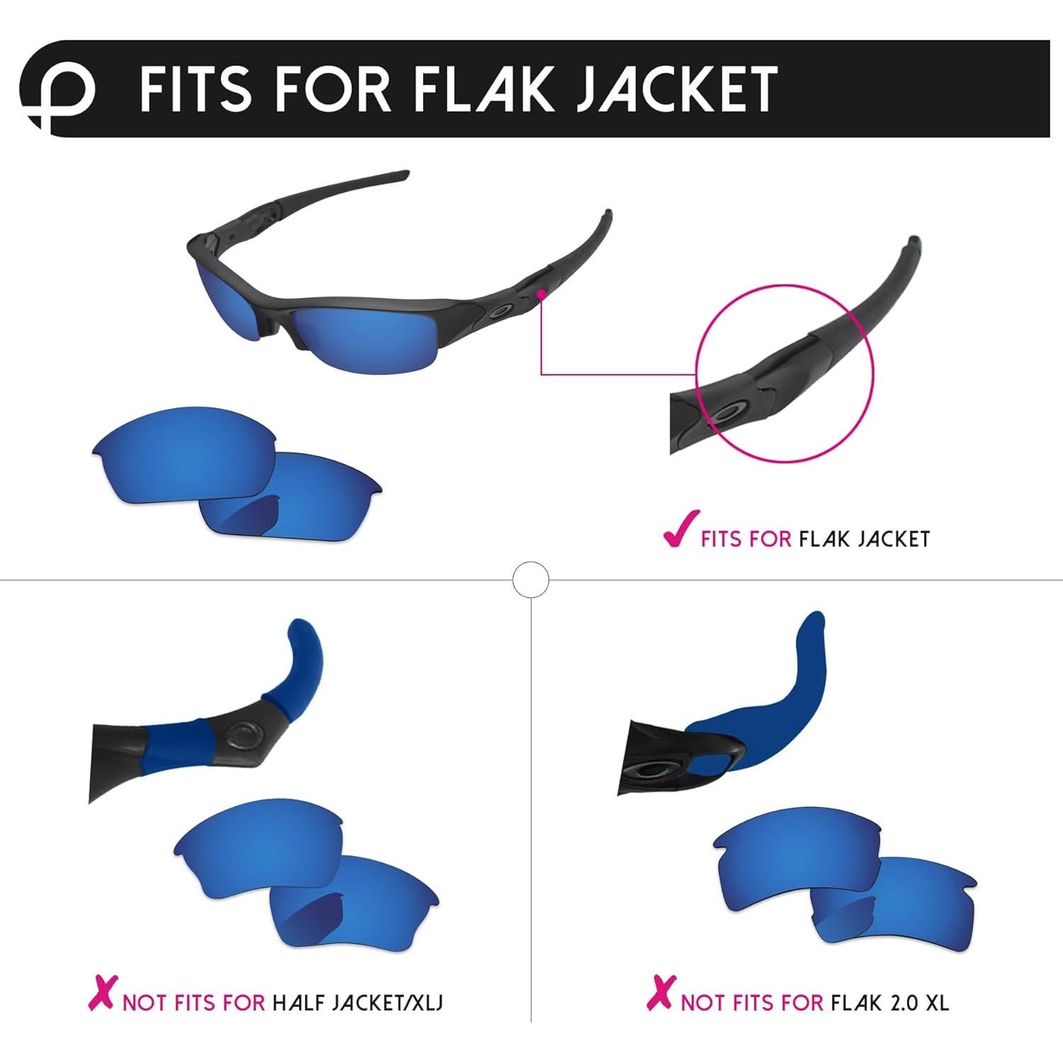 Lentes de Reemplazo PapaViva para Oakley Flak Jacket 63mm