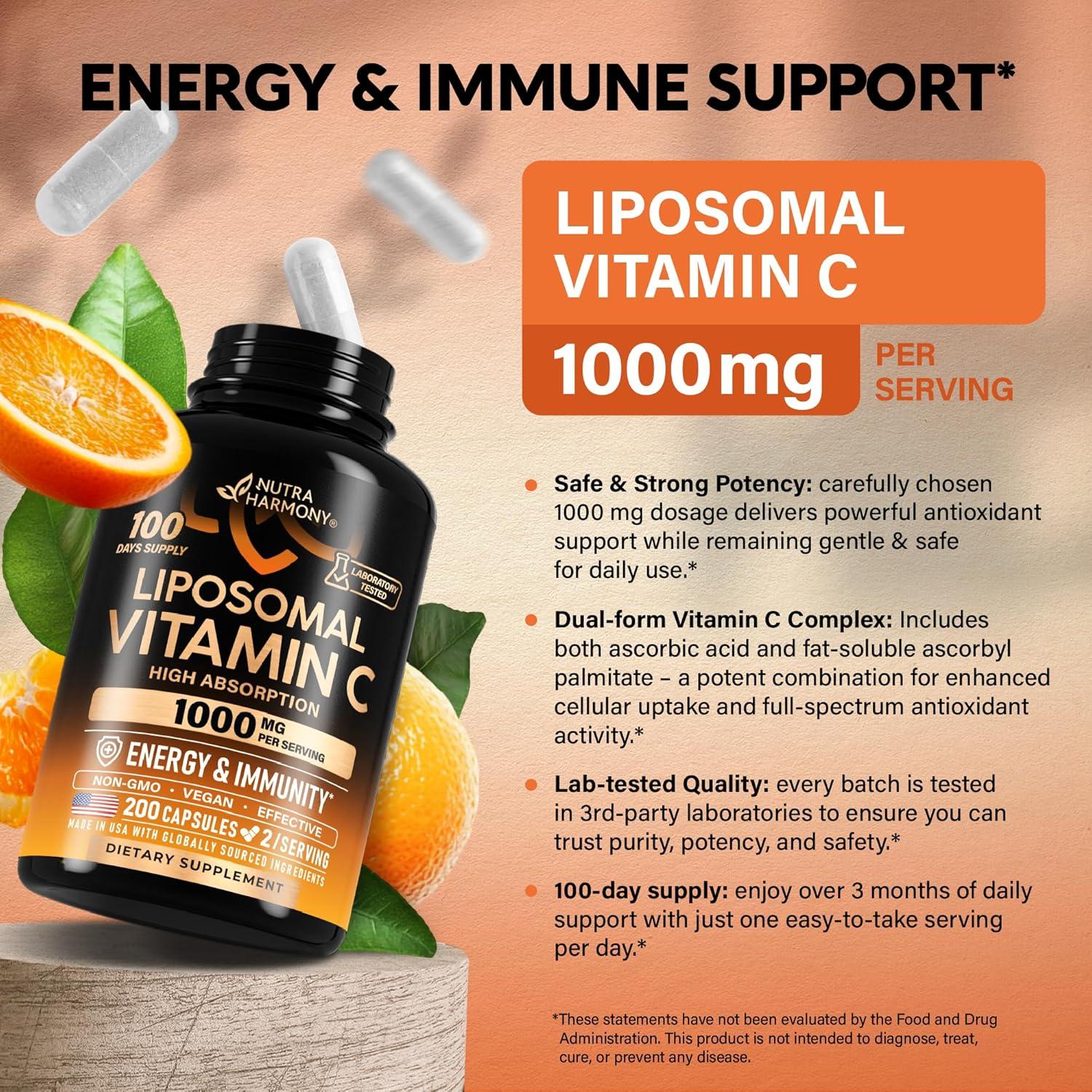 Vitamina C Liposomal 1000mg Nutra Harmony - 200 Cápsulas