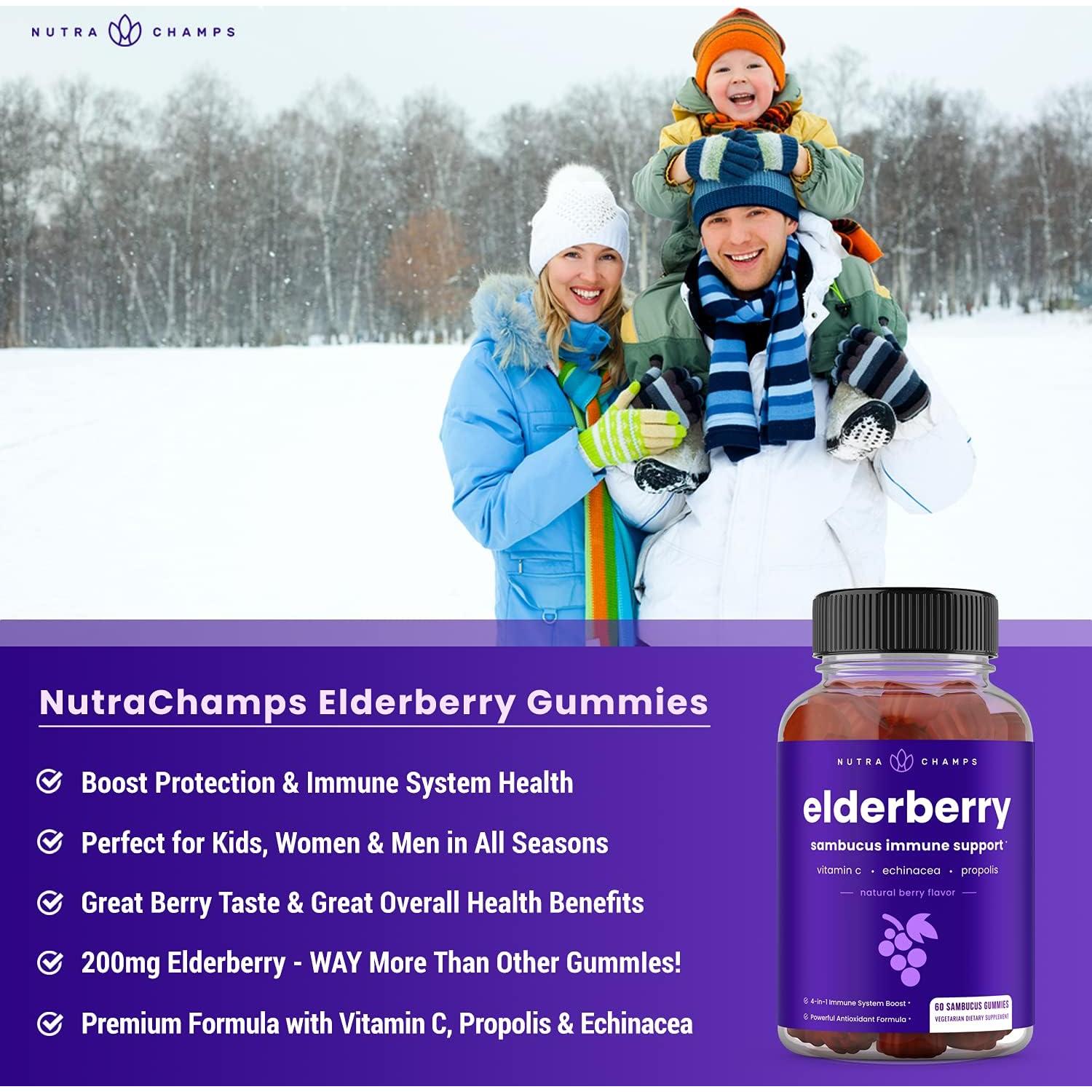 Gomitas de Saúco NutraChamps 120 gomitas, Sabor a Baya