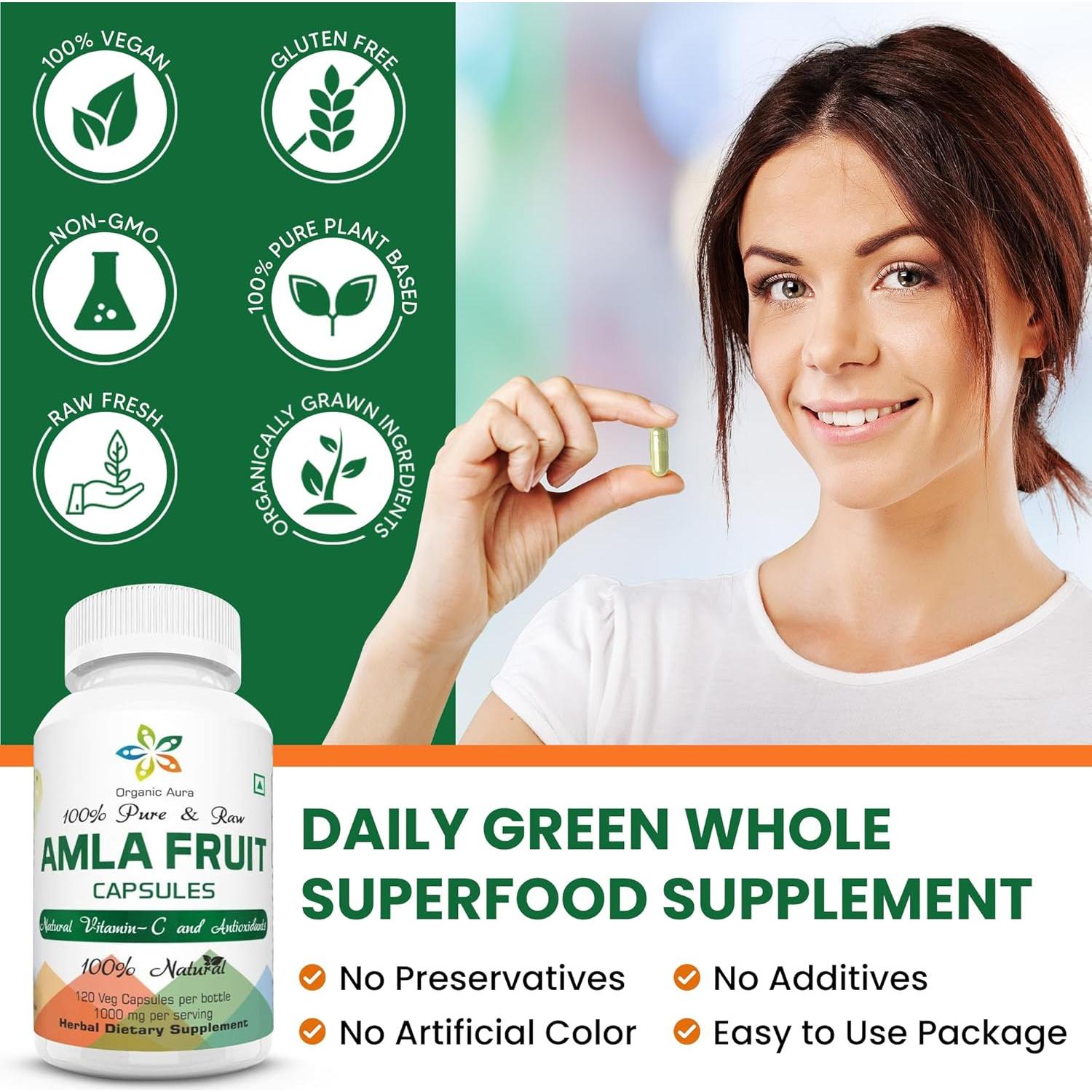 Cápsulas de Amla 1000mg 120 unidades - Organic Aura