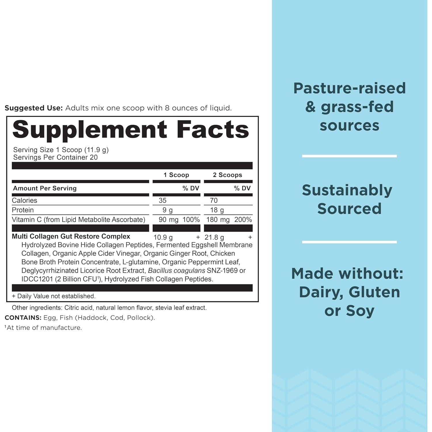 Proteína de Colágeno Múltiple Nutrición Antigua 289g Limón Jengibre