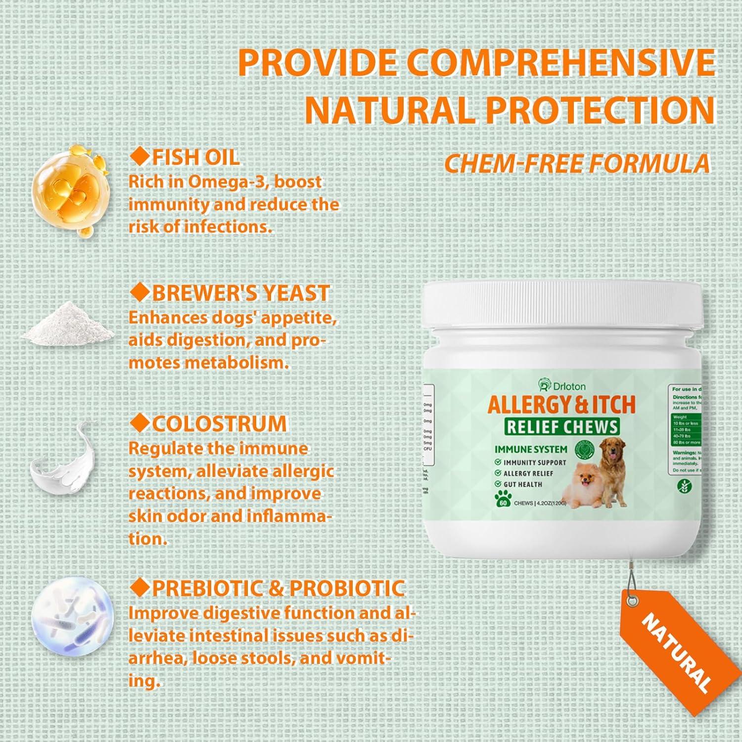 Masticables Alivio Alergias Perros Drloton 180 Unidades