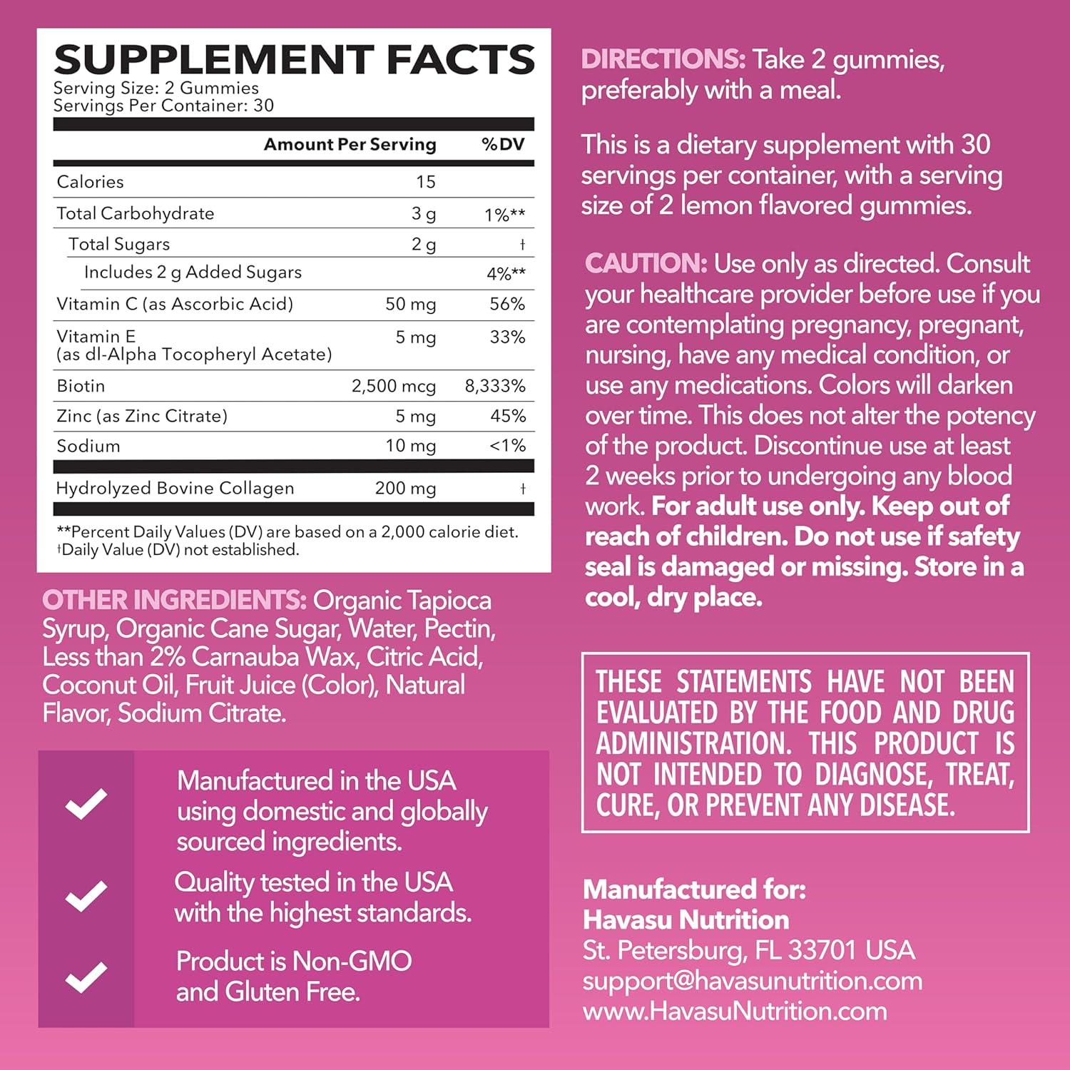 Gomitas de Colágeno Havasu Nutrition 60 Conteo Sabor Limón