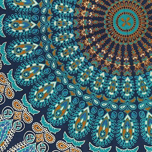 Funda de Cojín Redondo Bohemio 81 cm Mandala Azul Tercera Ojo