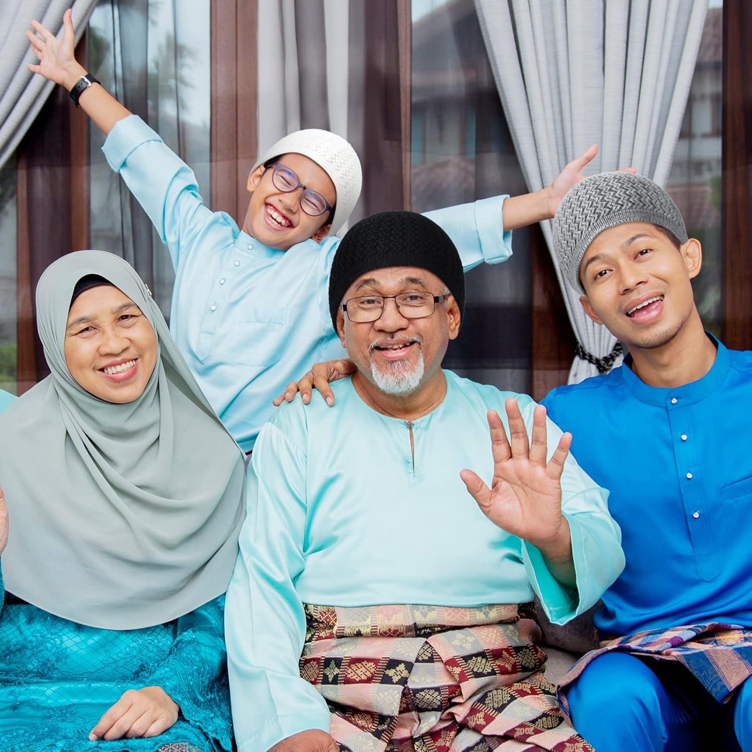 Conjunto de Gorras Kufi y Cuentas de Oración Musulmana Jiuguva