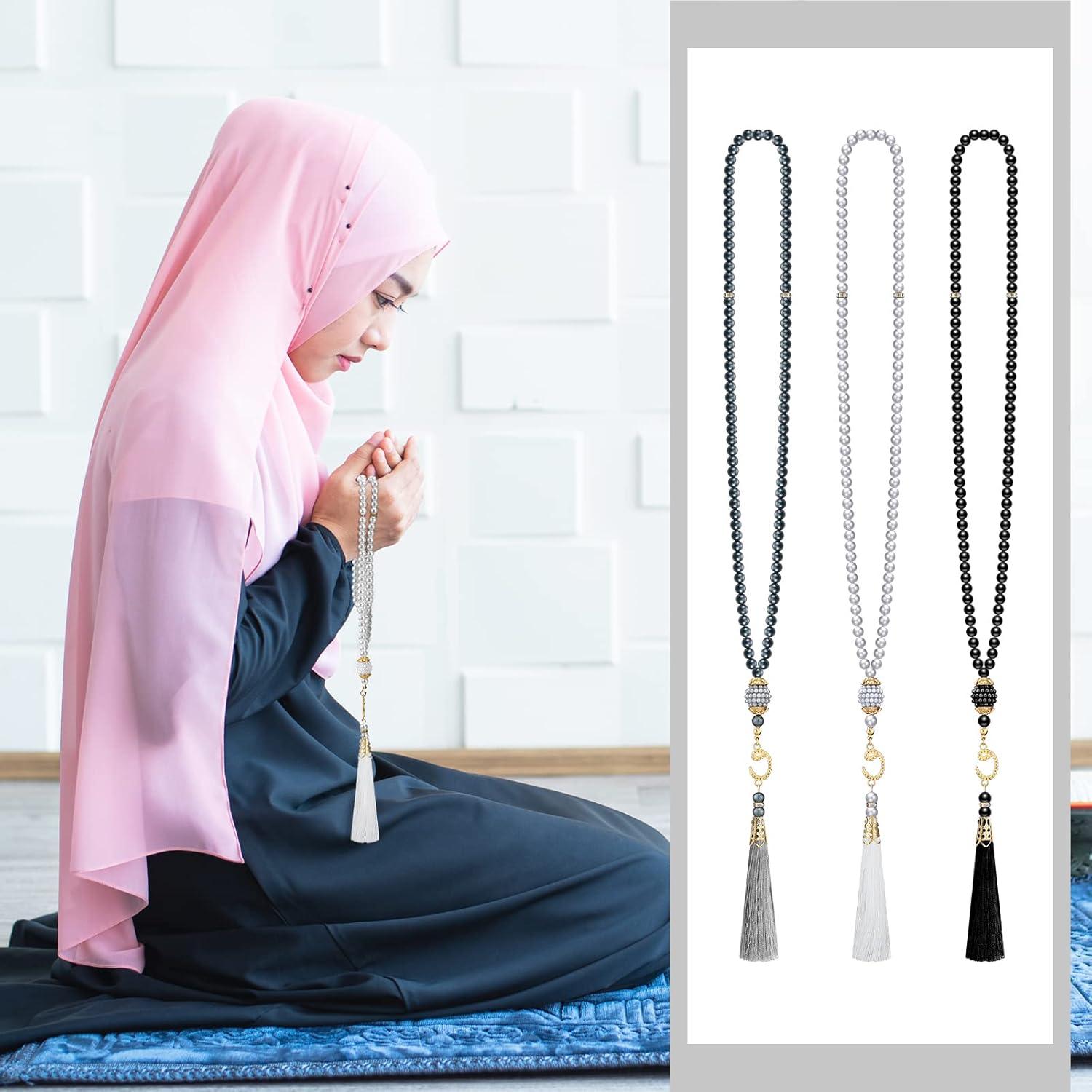 Conjunto de Gorras Kufi y Cuentas de Oración Musulmana Jiuguva