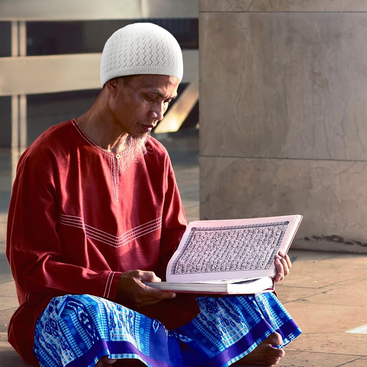Conjunto de Gorras Kufi y Cuentas de Oración Musulmana Jiuguva
