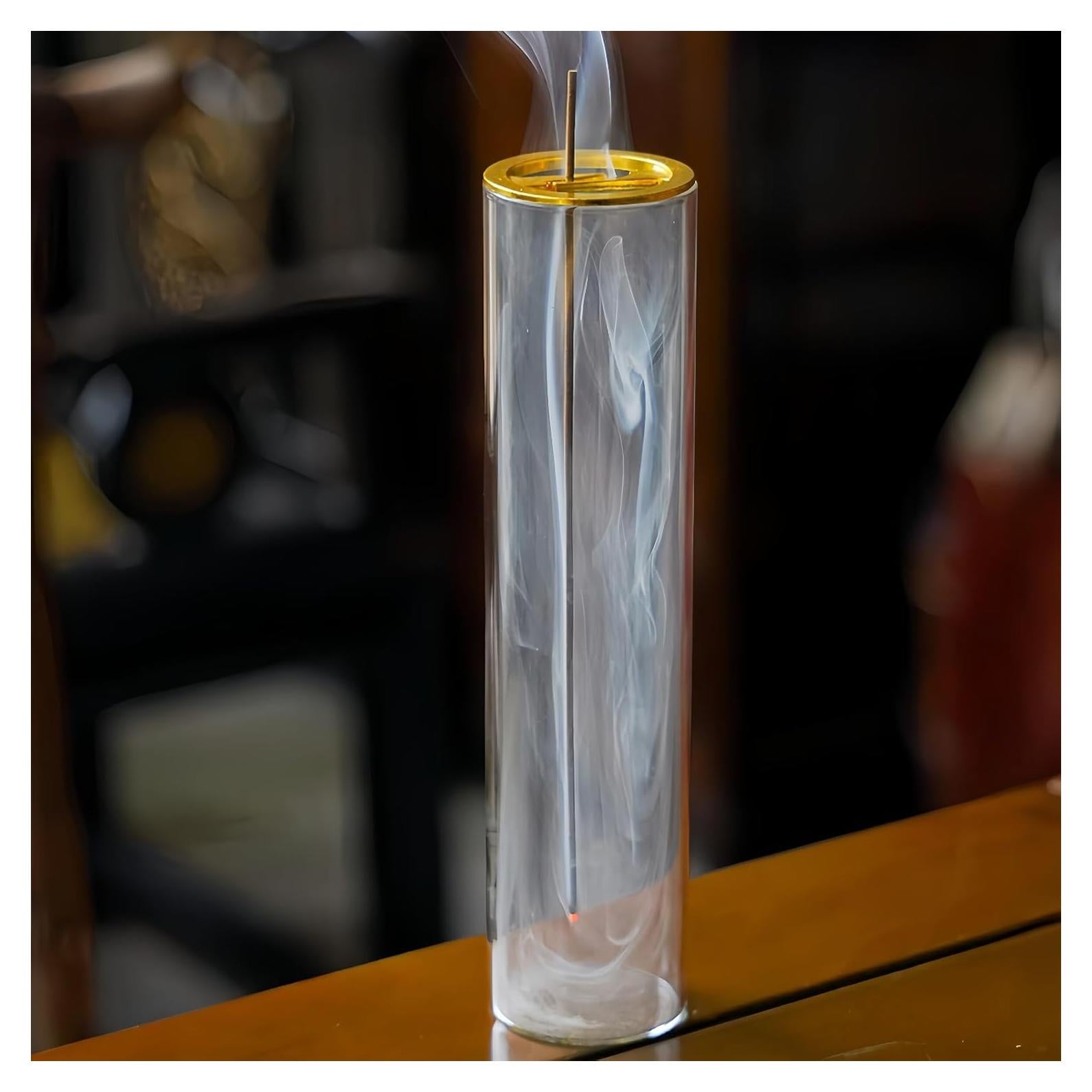 Soporte de Incienso de Vidrio GRAMSTORMAX con Abrazadera Dorada