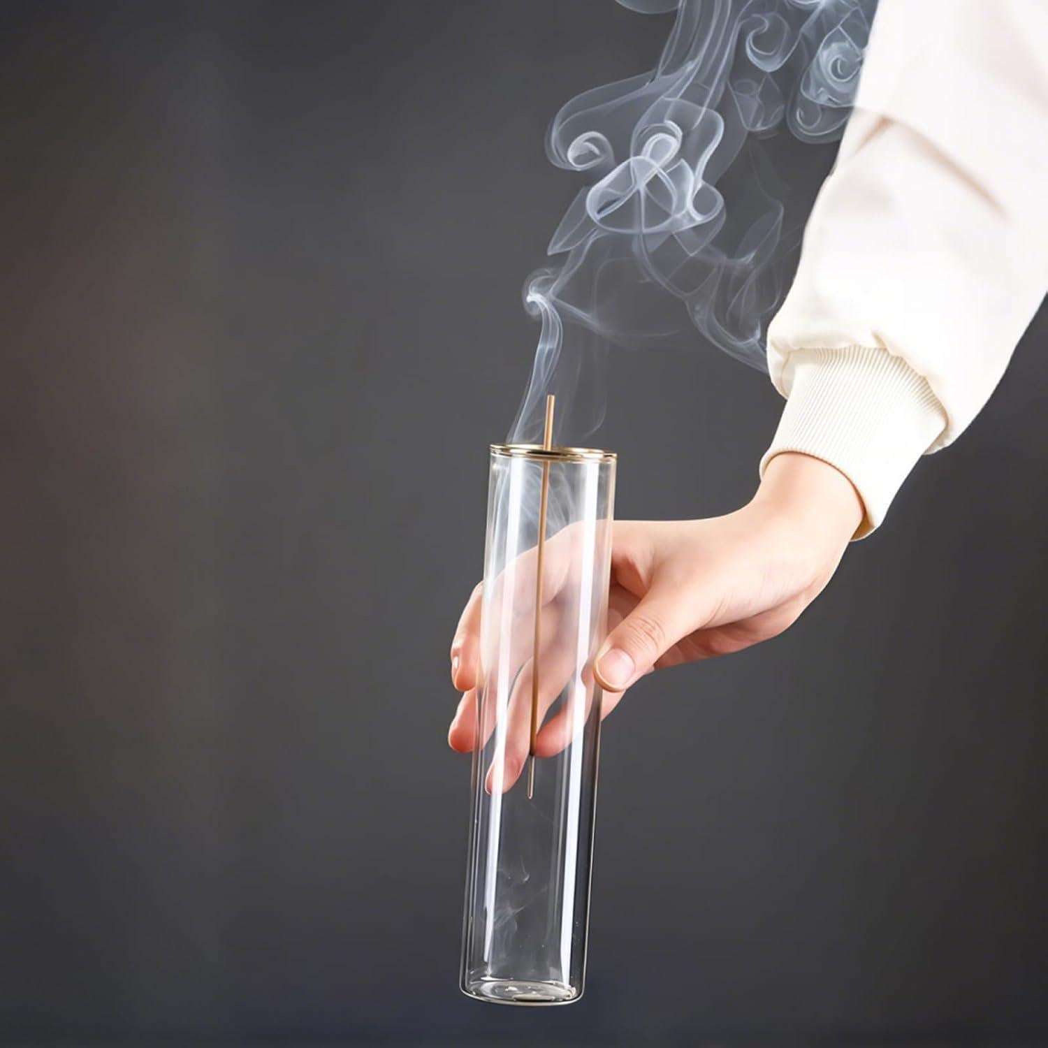 Soporte de Incienso de Vidrio GRAMSTORMAX con Abrazadera Dorada