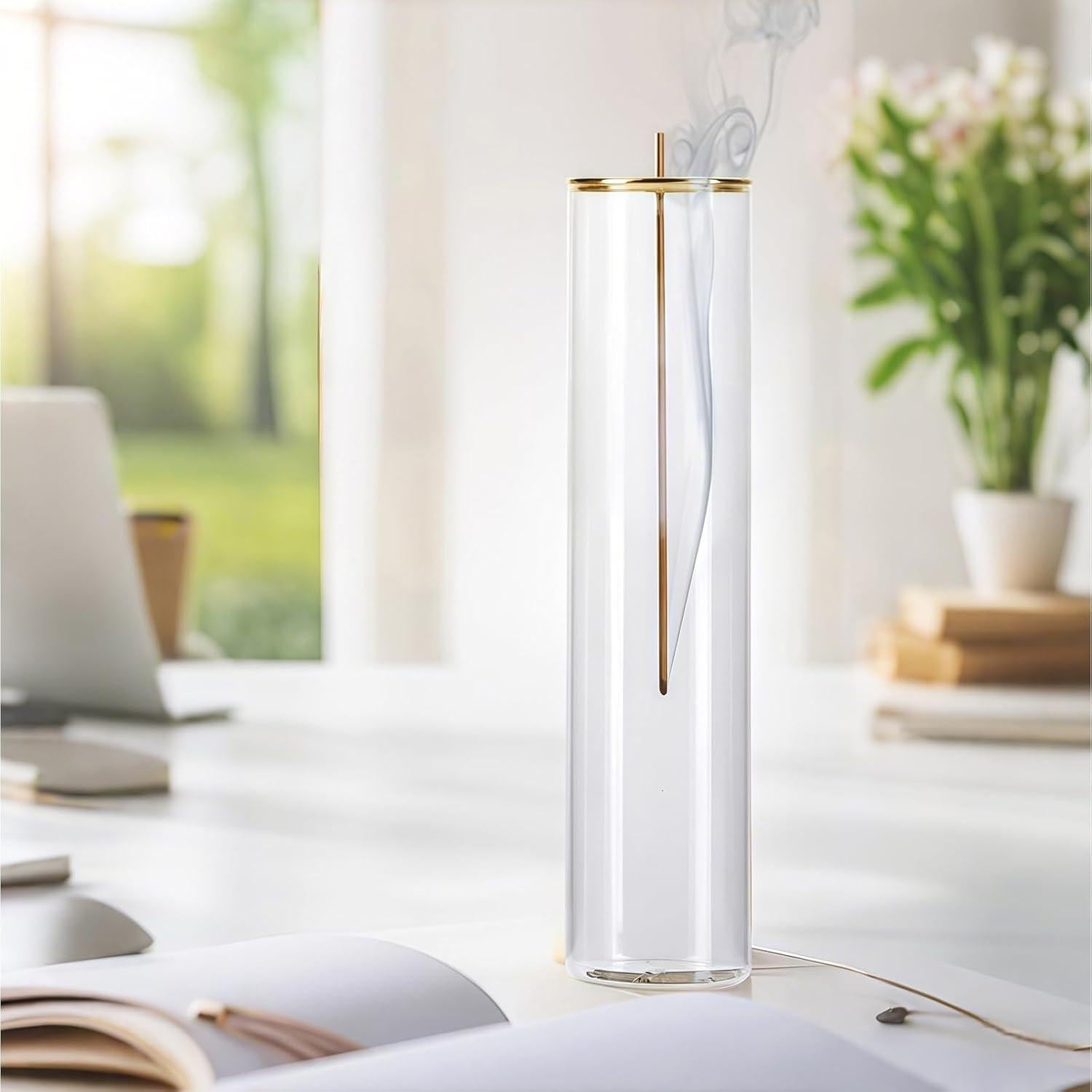 Soporte de Incienso de Vidrio GRAMSTORMAX con Abrazadera Dorada