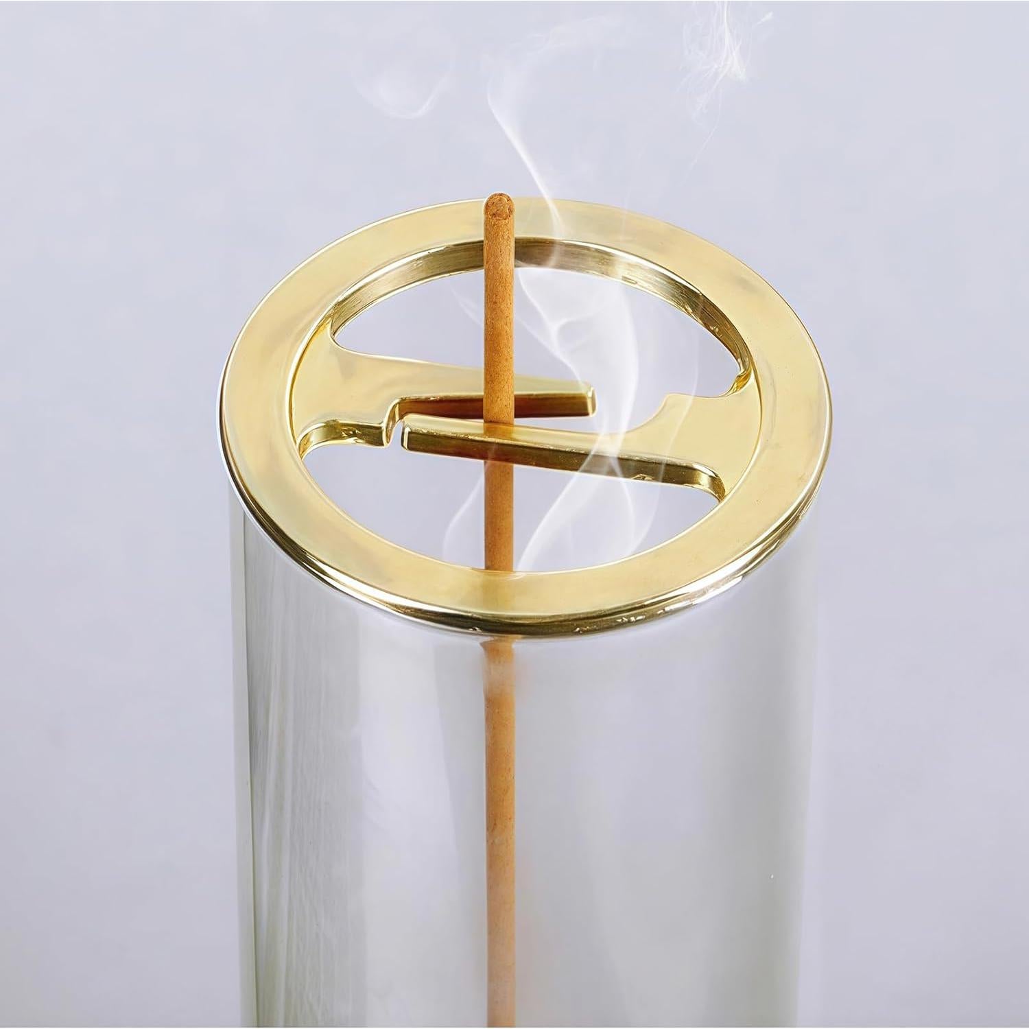 Soporte de Incienso de Vidrio GRAMSTORMAX con Abrazadera Dorada