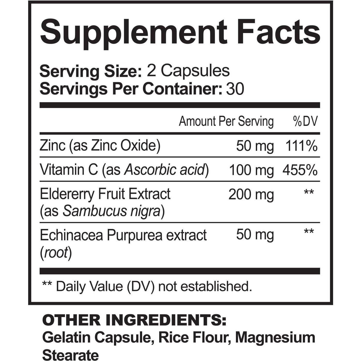 Suplemento Inmunológico NutriFlair Zinc 50mg + Vitamina C