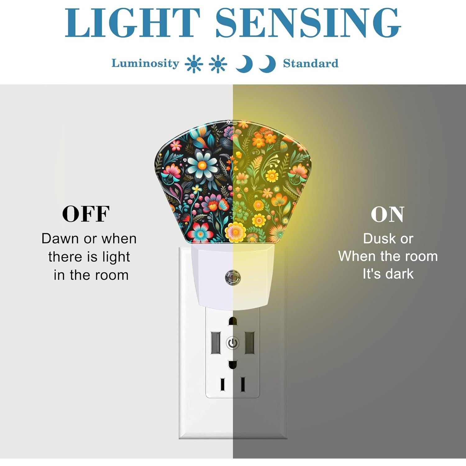 Luz Nocturna LED Uiaoiais Flores Bordado Sensor