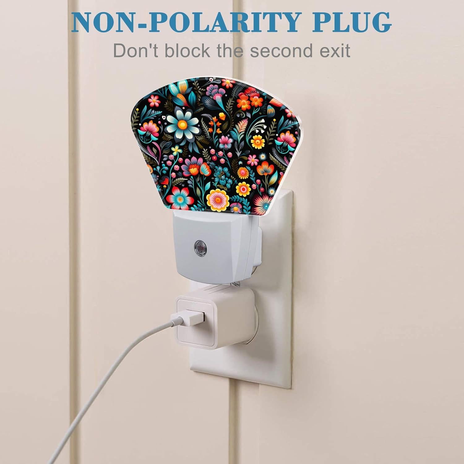 Luz Nocturna LED Uiaoiais Flores Bordado Sensor