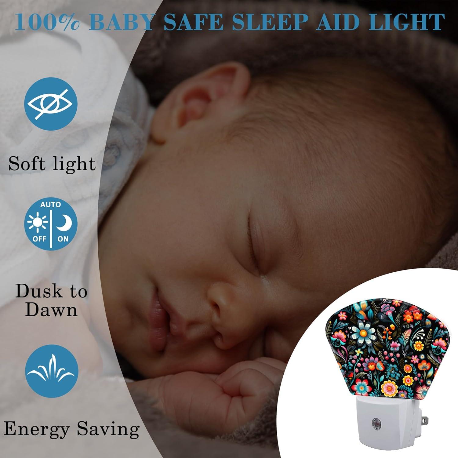 Luz Nocturna LED Uiaoiais Flores Bordado Sensor