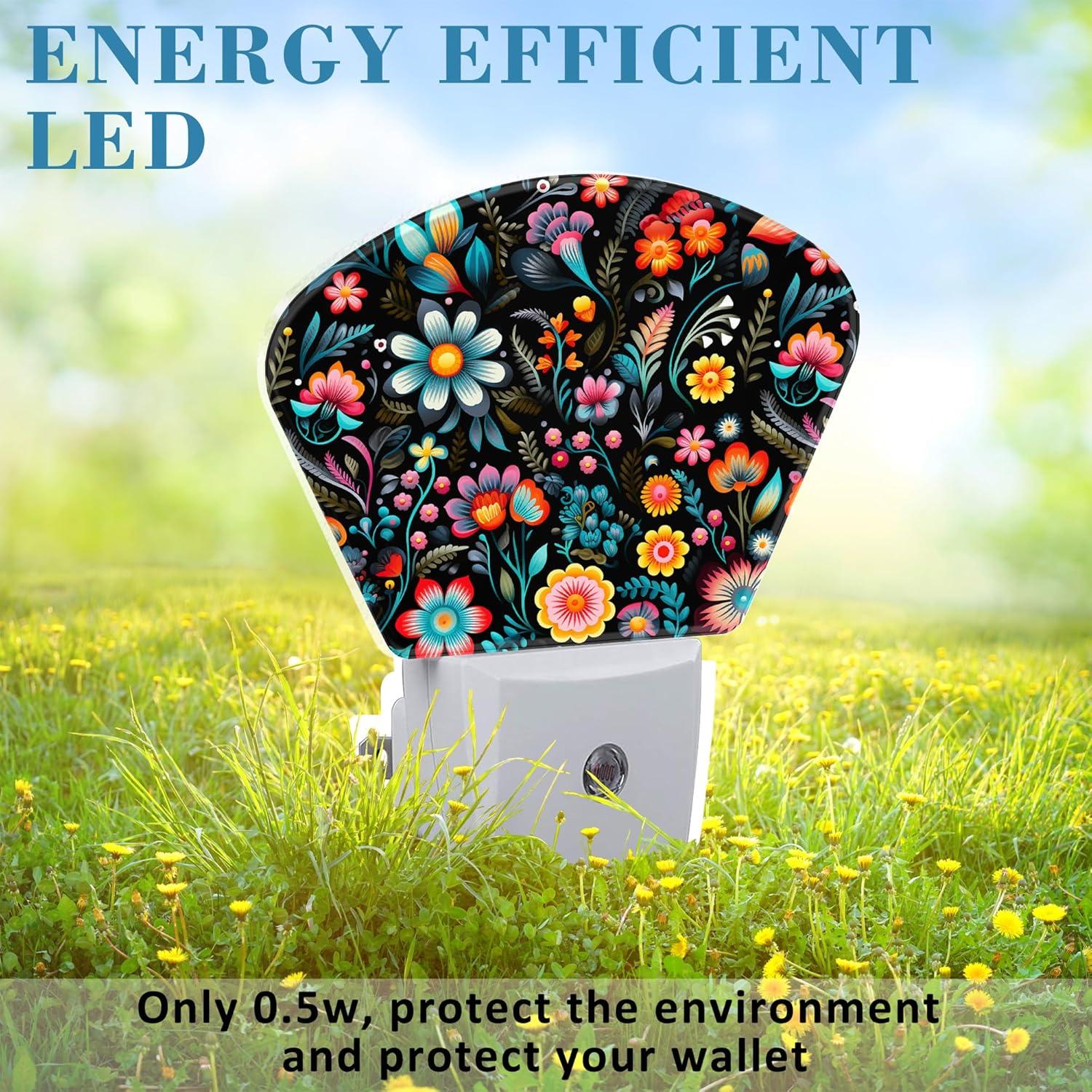 Luz Nocturna LED Uiaoiais Flores Bordado Sensor