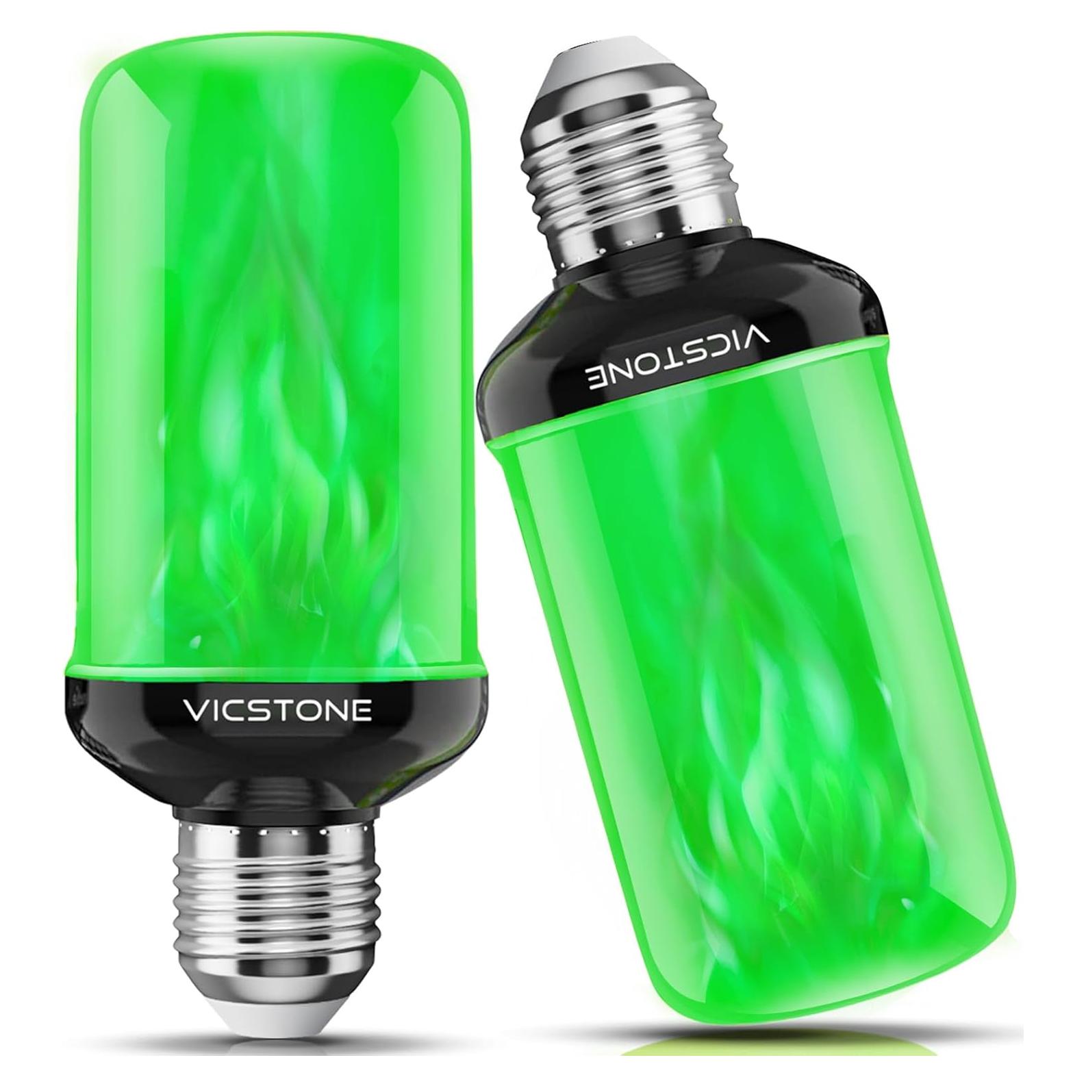 Bombillas LED de Llama Vicstone E26 Verde 2 Paquete 300 Lúmenes