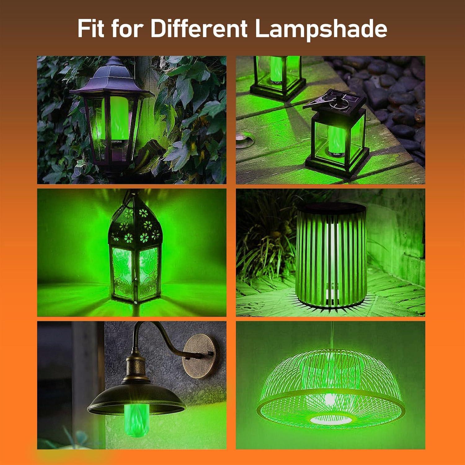 Bombillas LED de Llama Vicstone E26 Verde 2 Paquete 300 Lúmenes