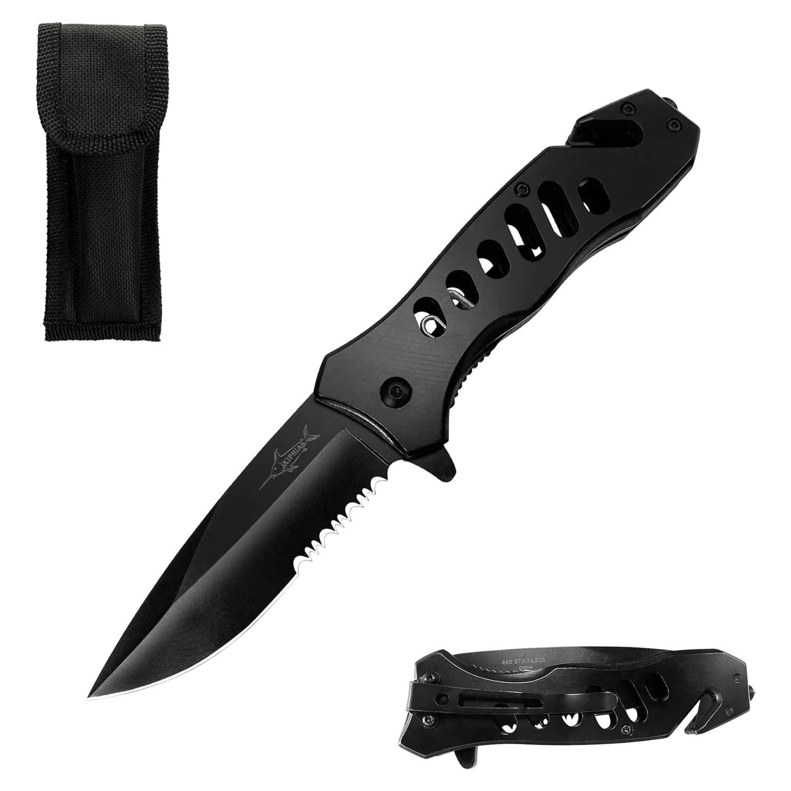 Cuchillo Plegable XIPHIAS 4-en-1 Acero Inoxidable Negro