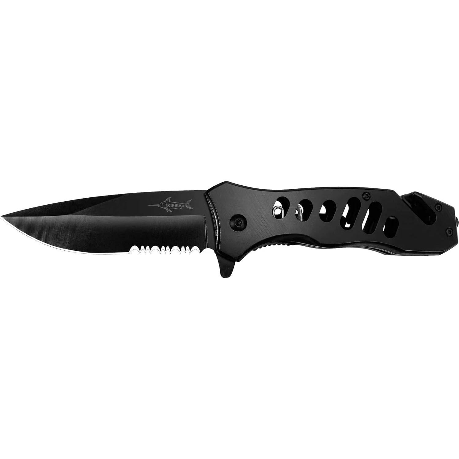 Cuchillo Plegable XIPHIAS 4-en-1 Acero Inoxidable Negro