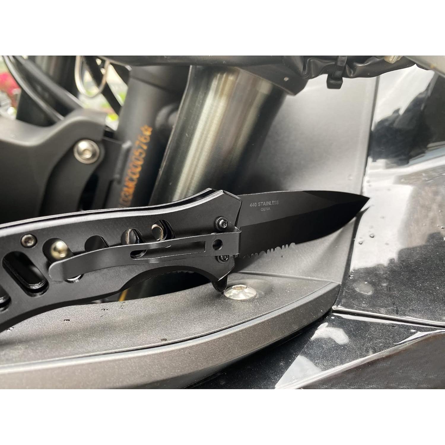 Cuchillo Plegable XIPHIAS 4-en-1 Acero Inoxidable Negro