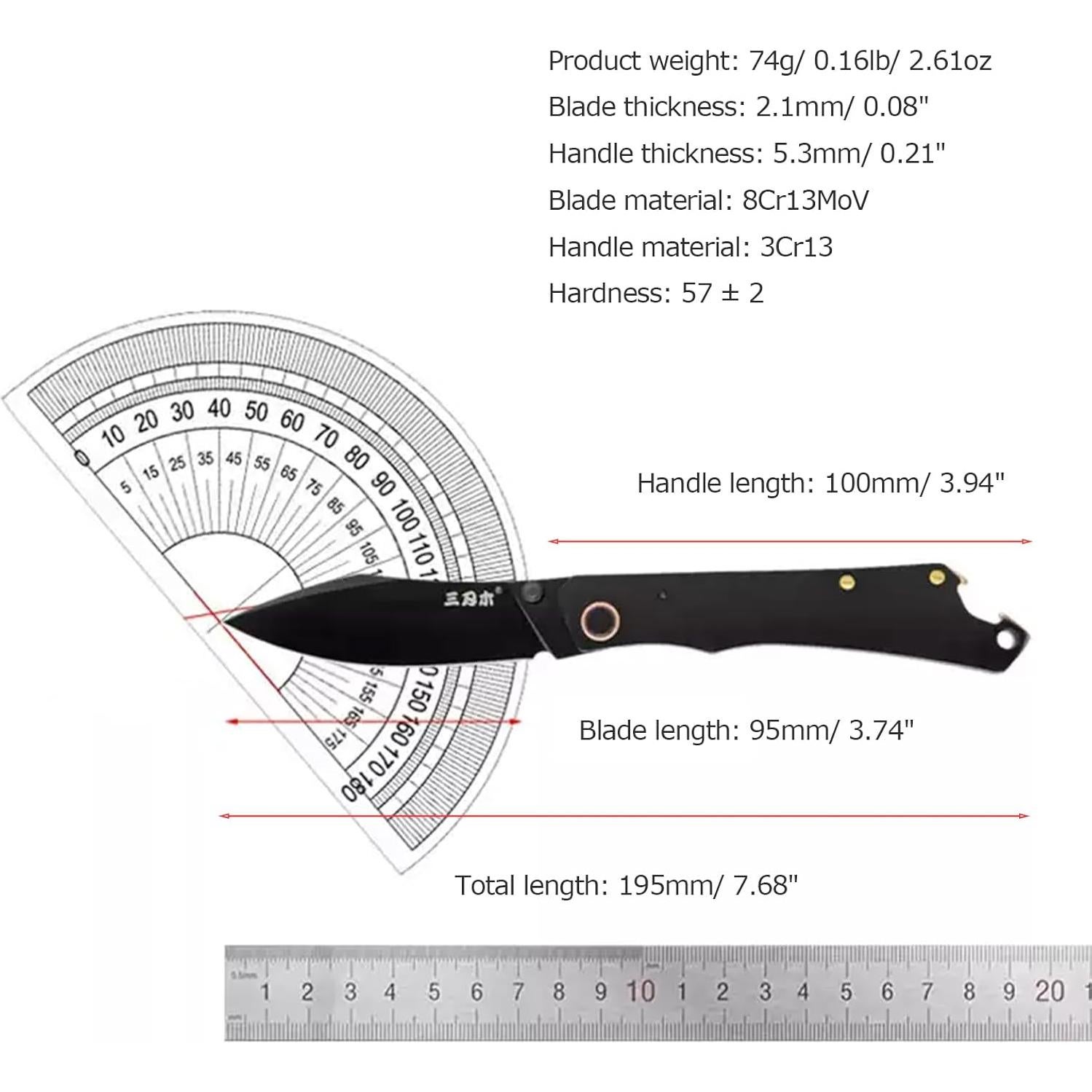 Cuchillo Plegable Sanrenmu 9306 Utility 95mm Negro