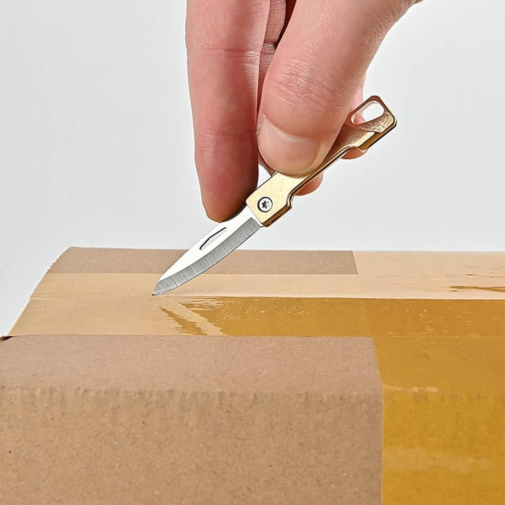 Cuchillo de bolsillo KUNSON plegable latón EDC 4.1cm hoja