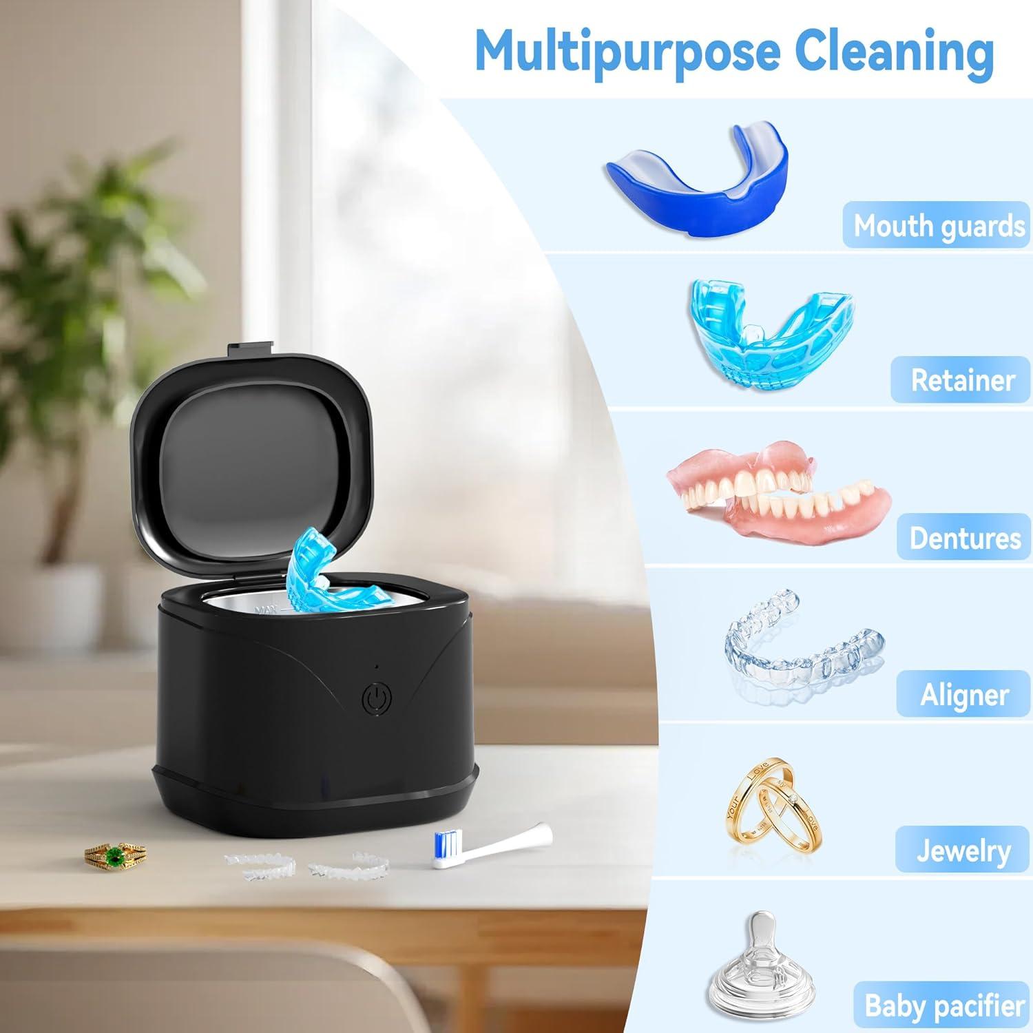 Limpiador Ultrasónico de Dentaduras ATCKIT 221ml 46000Hz Negro