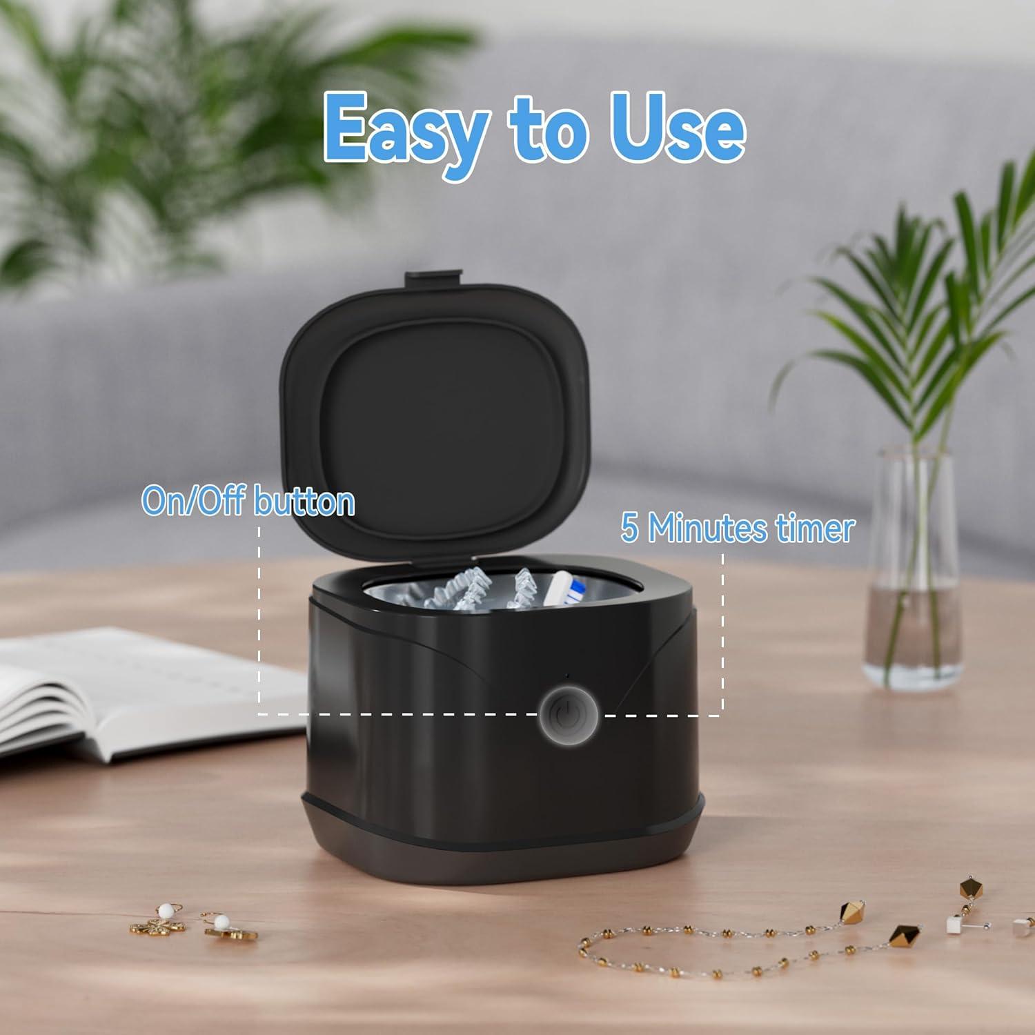 Limpiador Ultrasónico de Dentaduras ATCKIT 221ml 46000Hz Negro