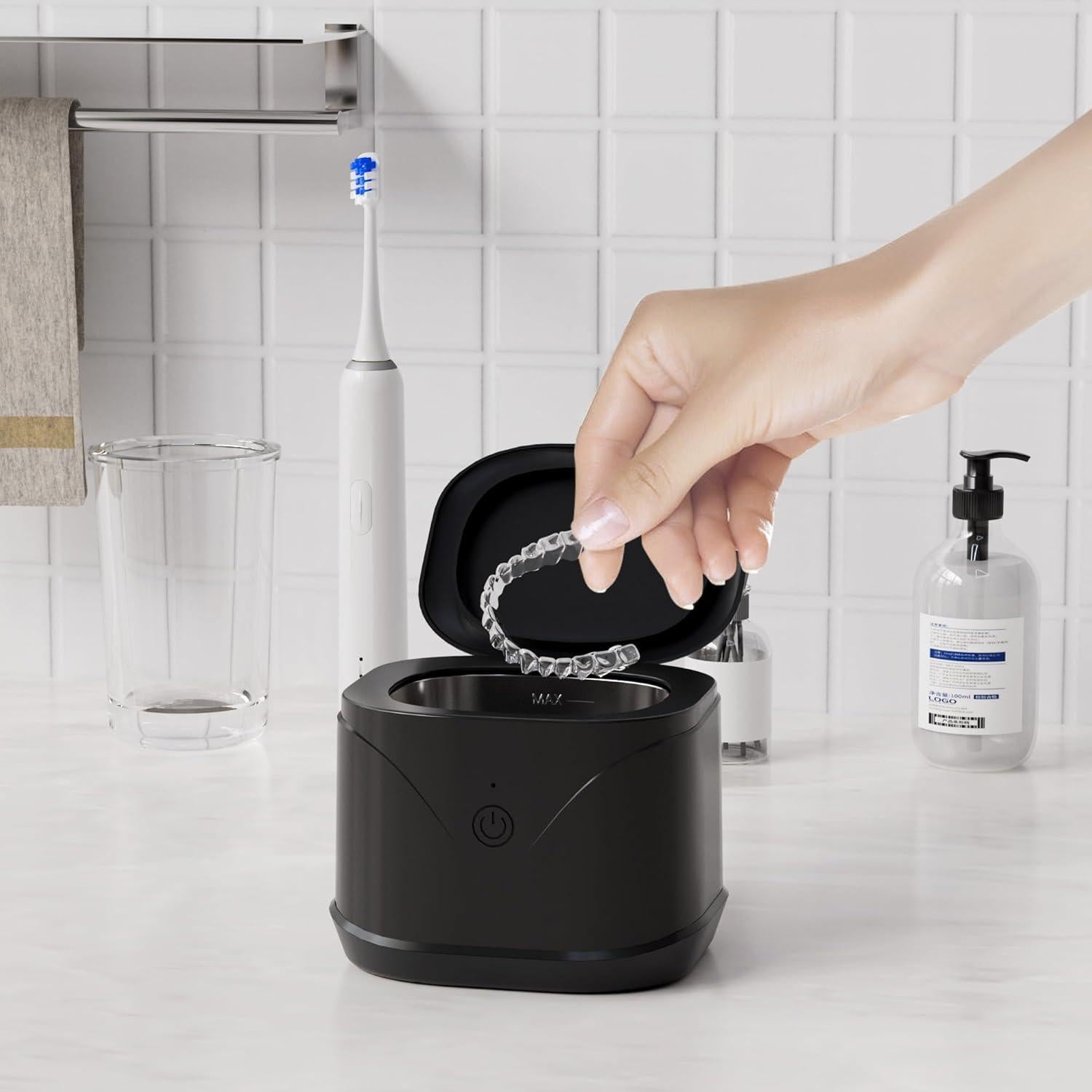 Limpiador Ultrasónico de Dentaduras ATCKIT 221ml 46000Hz Negro