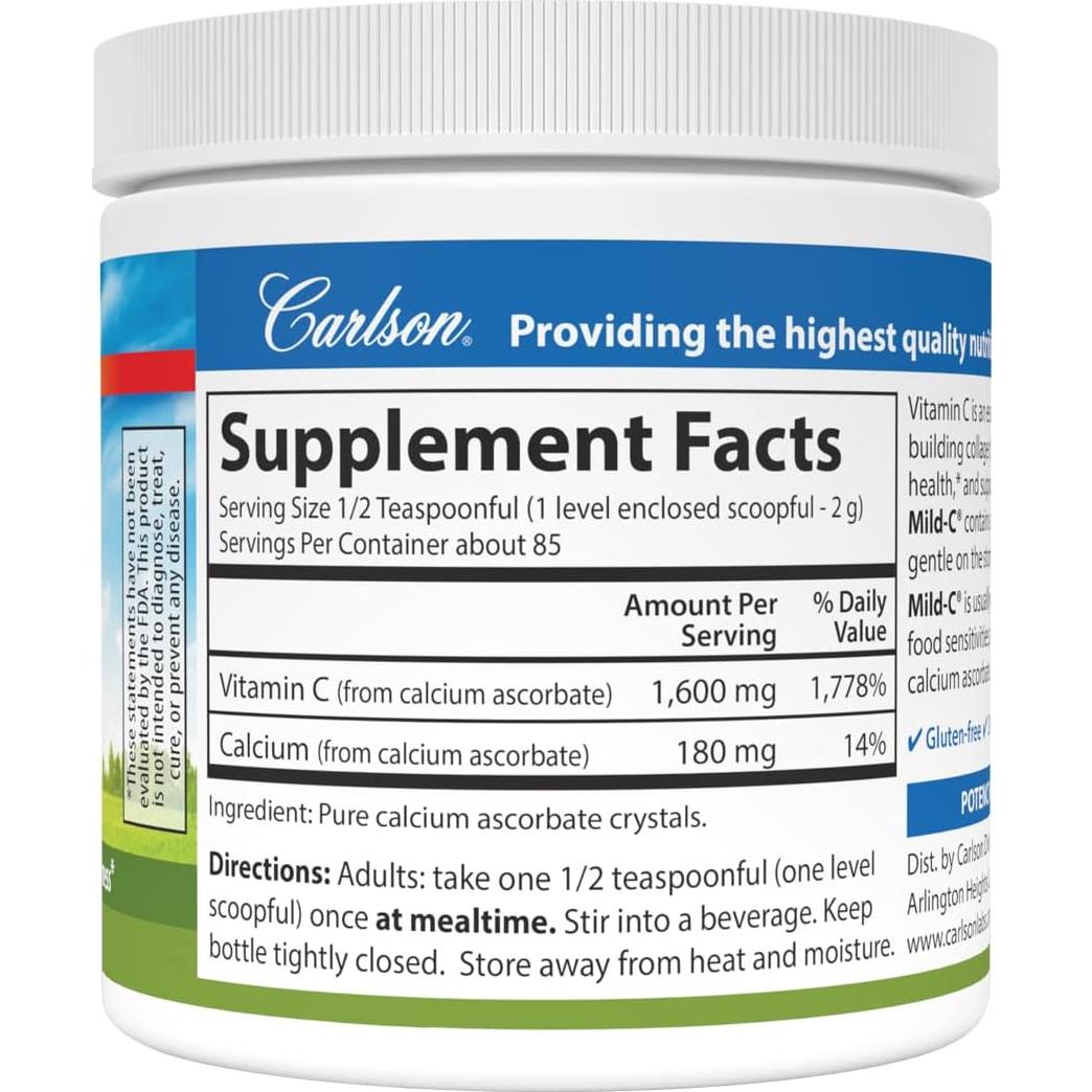 Carlson Vitamina C en Polvo 170 g - Apoya Inmunidad Saludable