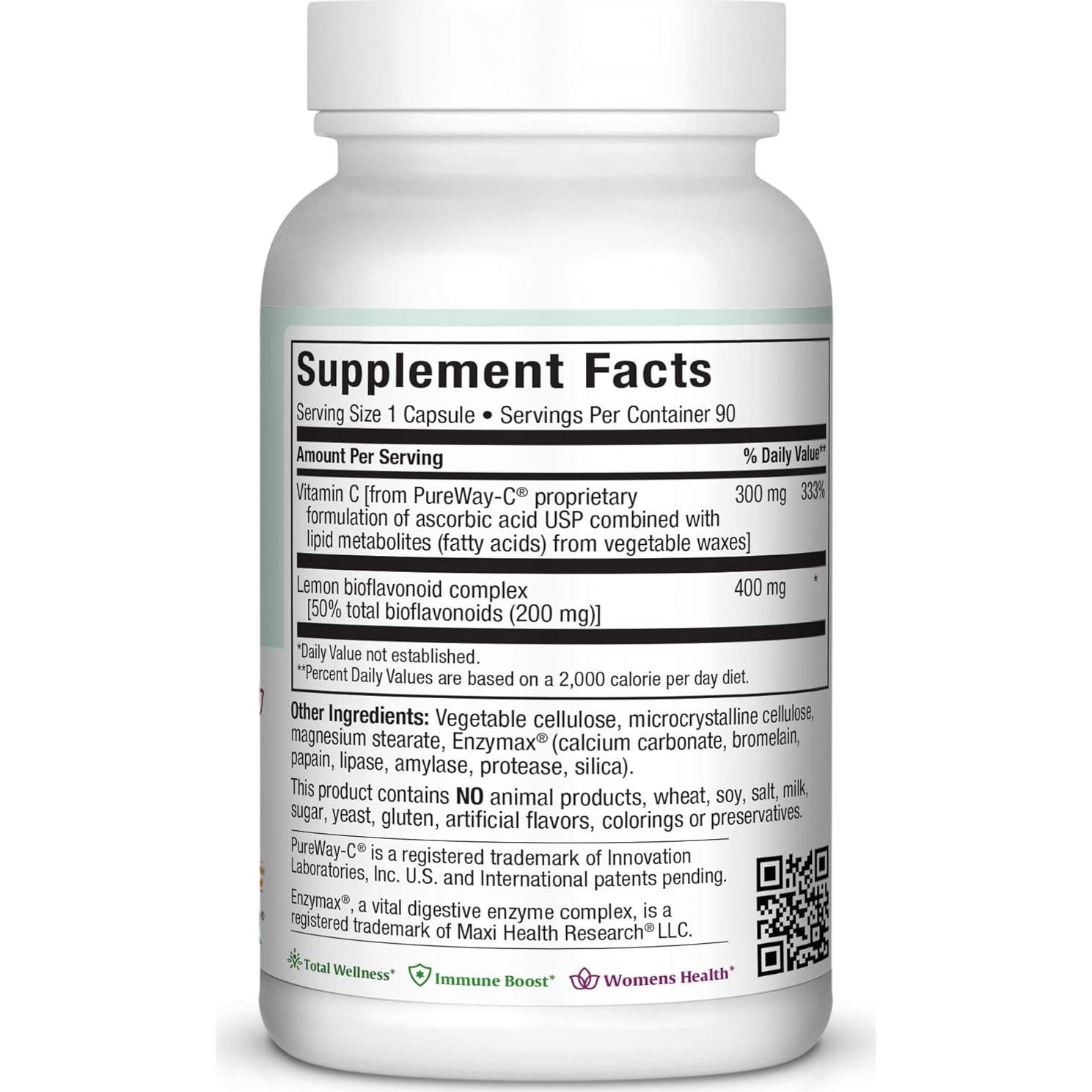 Vitamina C Pura Maxi Health con Bioflavonoides - 90 Cápsulas