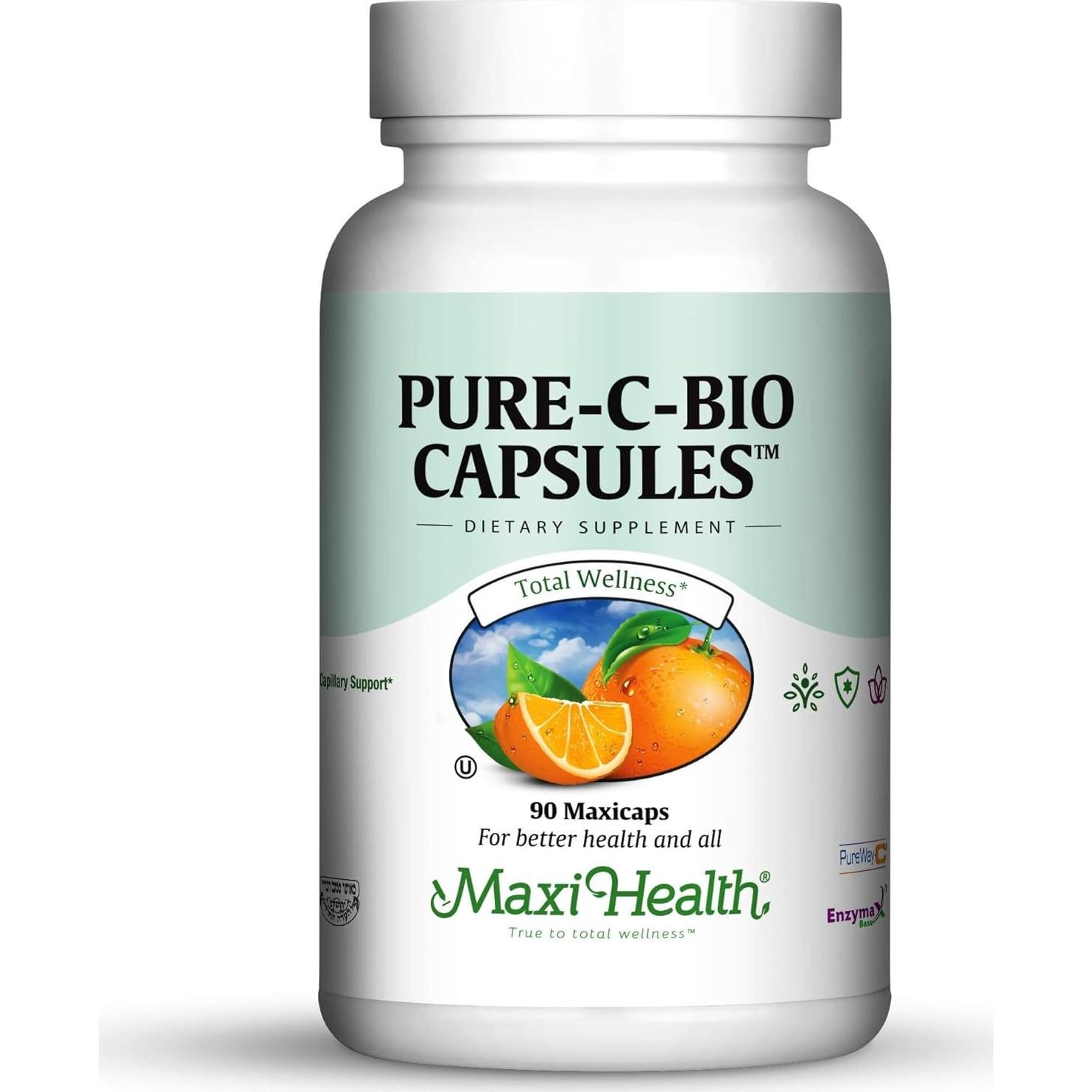 Vitamina C Pura Maxi Health con Bioflavonoides - 90 Cápsulas