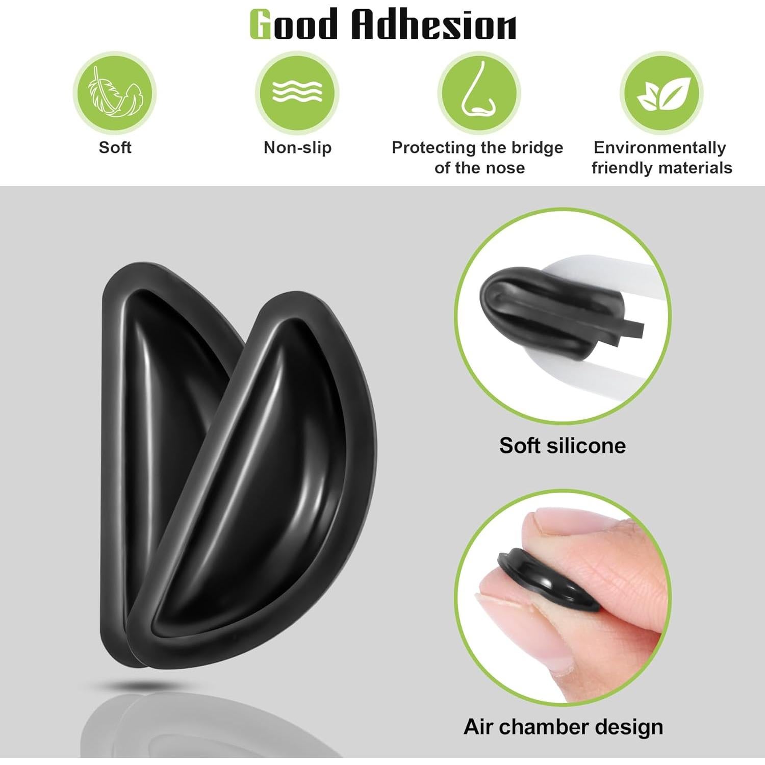 Almohadillas de nariz de silicona Gdnmpat - 20 pares antideslizantes