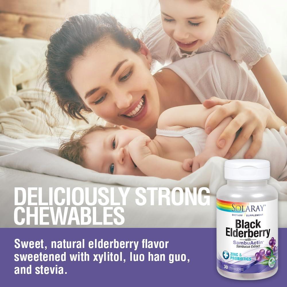 Extracto de Saúco Negro Solaray con Zinc y Probioticos 30 Tabletas