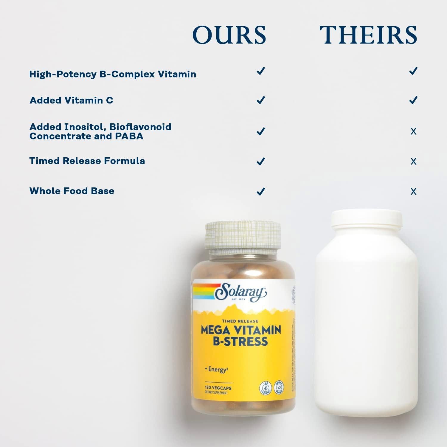 Solaray Mega Vitamina B-Estrés 120 VegCaps 1000 mg Vitamina C