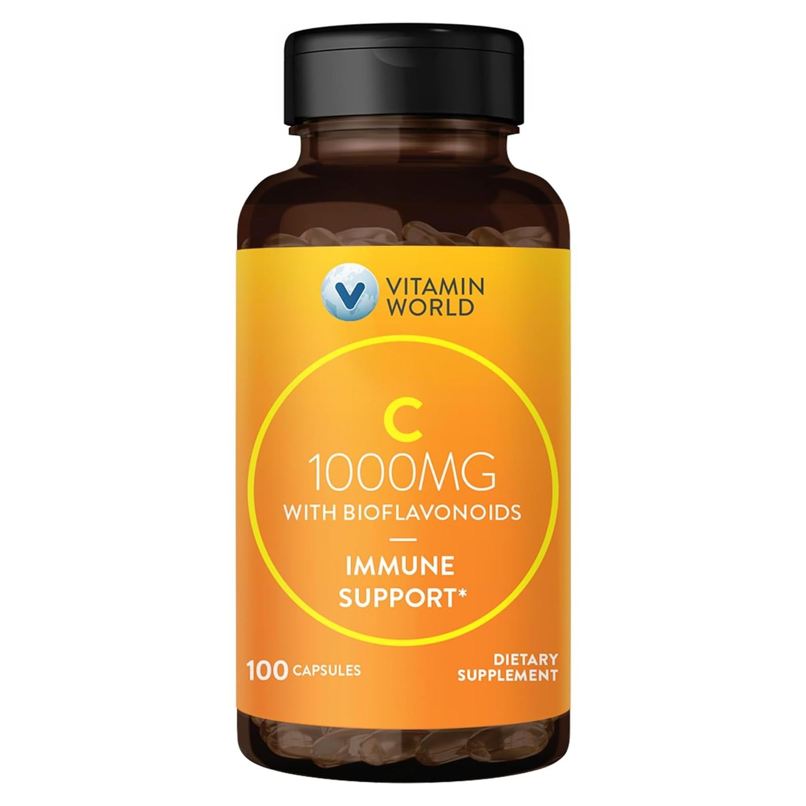 Vitamina C 1000 mg Vitamin World con Bioflavonoides - 100 Cápsulas