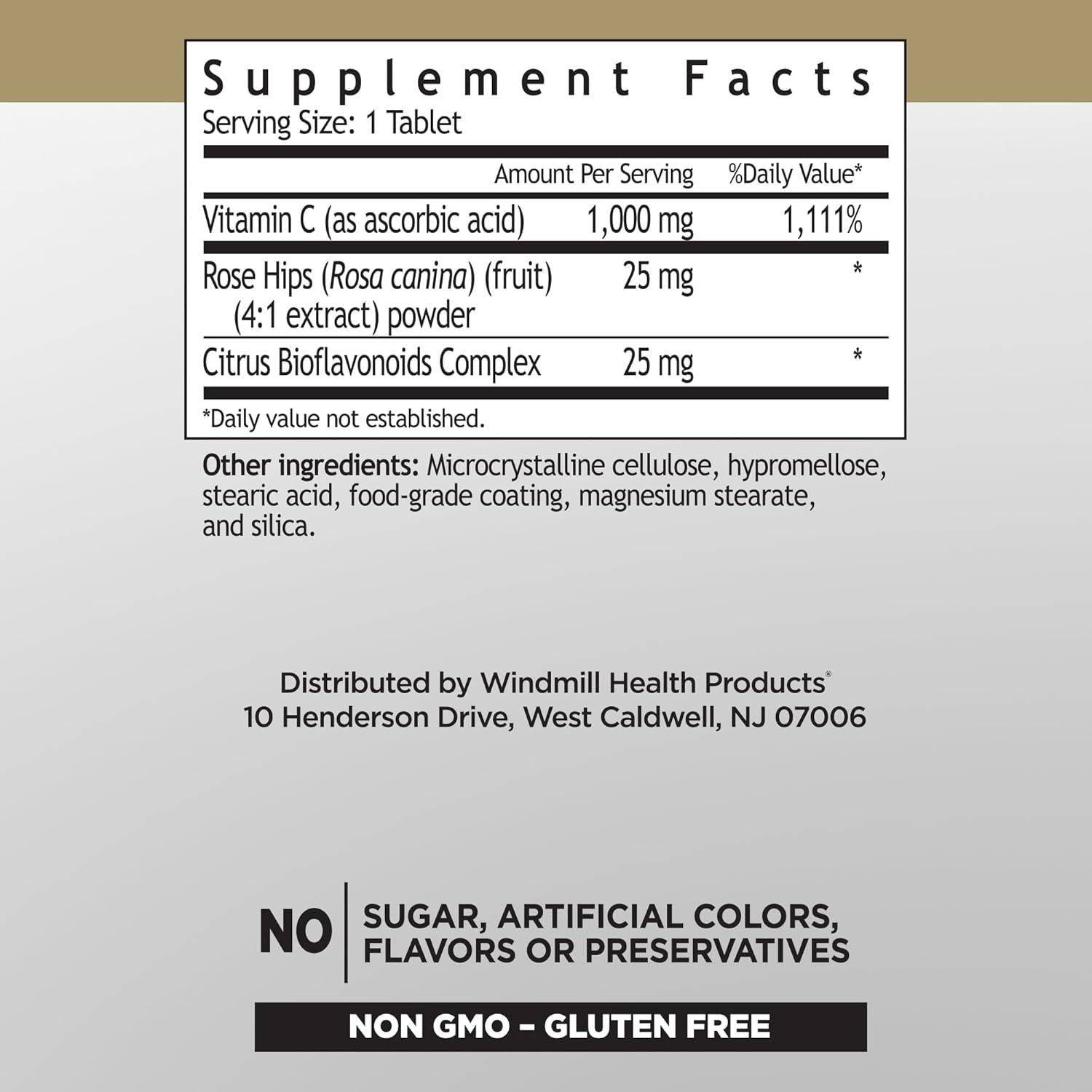 Vitaminas Naturales Windmill Vitamina C 1000mg 180 Tabletas