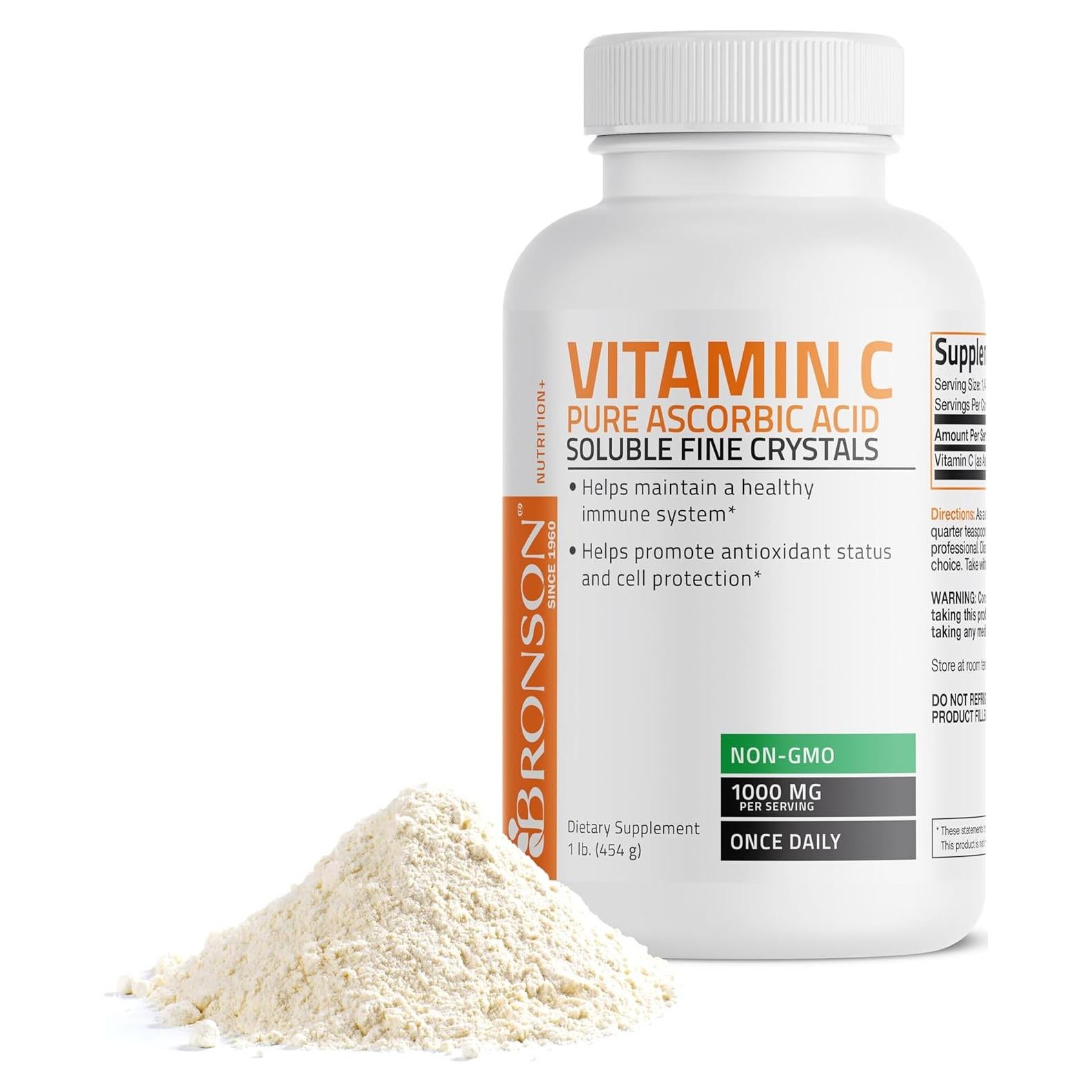 Polvo de Vitamina C Ácido Ascórbico Puro Bronson 453g